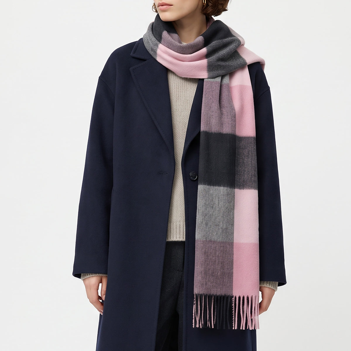 Heritage of Scotland 100% Lambswool Wide Scarf Soft Unisex Winter Wrap - Tartan & Check Designs - 3 SQUARE PINK