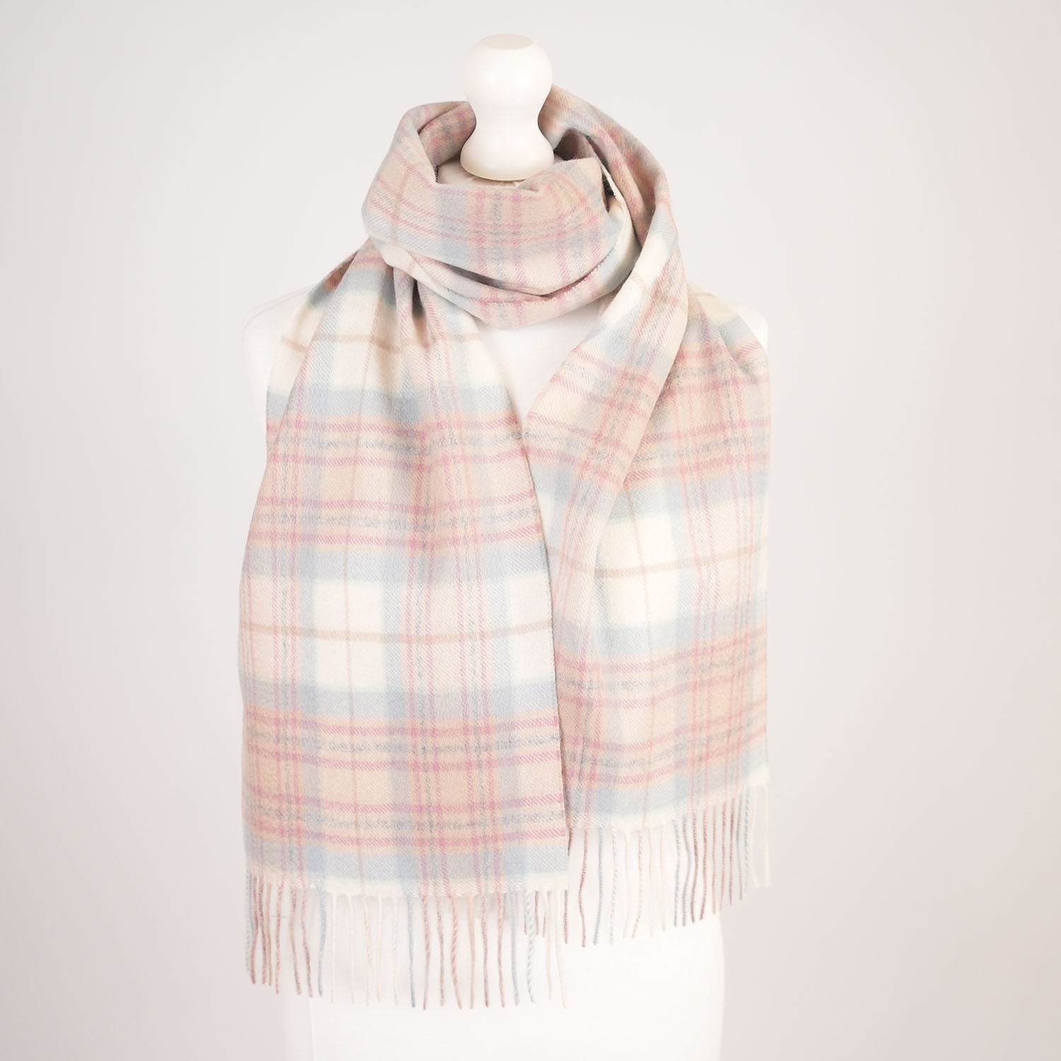 Edinburgh Cashmere Premium Lightweight Scarf - Ultra-Soft Luxury Wrap - MACKELLAR MIX WHITE