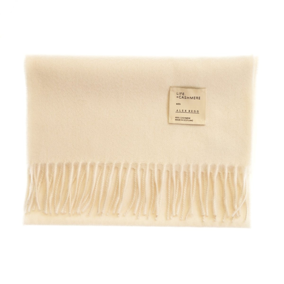 Balmoral 100% Cashmere Woven Scarf Tartan and Checks - Made in Scotland - PLAIN WHITE