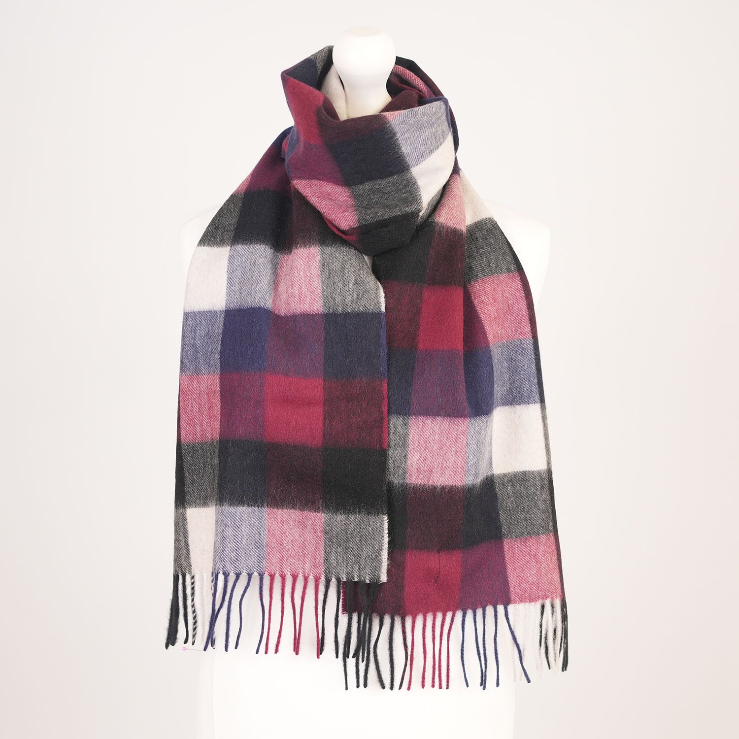 Edinburgh Cashmere Premium Lightweight Scarf - Ultra-Soft Luxury Wrap - 5 SQUARE TARTAN - BLUE/BLACK