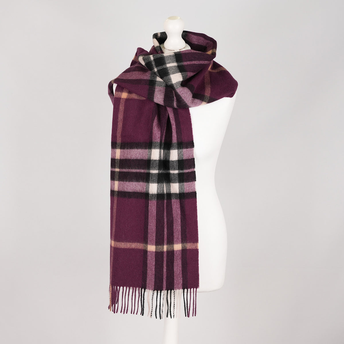 Heritage of Scotland 100% Lambswool Wide Scarf Soft Unisex Winter Wrap - Tartan & Check Designs - Enlarged Off Scotty Thom Cabernet