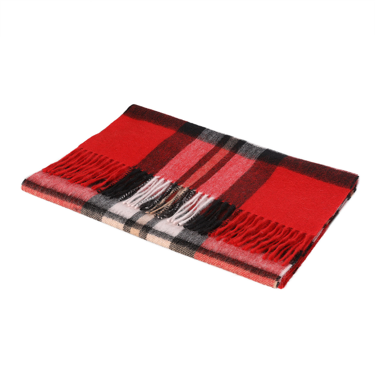 Heritage of Scotland 100% Lambswool Wide Scarf Soft Unisex Winter Wrap - Tartan & Check Designs - THOMSON RED