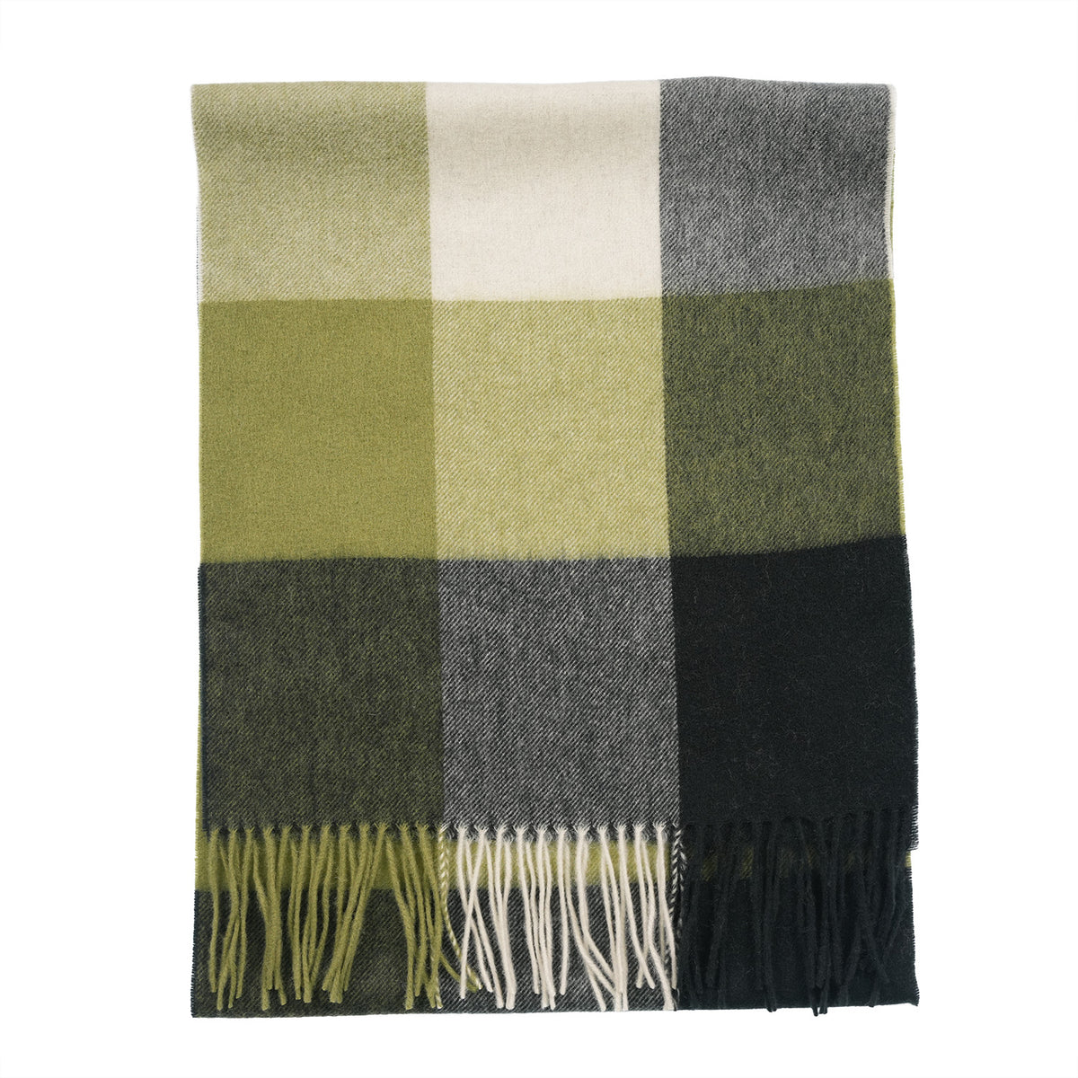 Heritage of Scotland 100% Lambswool Wide Scarf Soft Unisex Winter Wrap - Tartan & Check Designs - 3 SQUARE GREEN