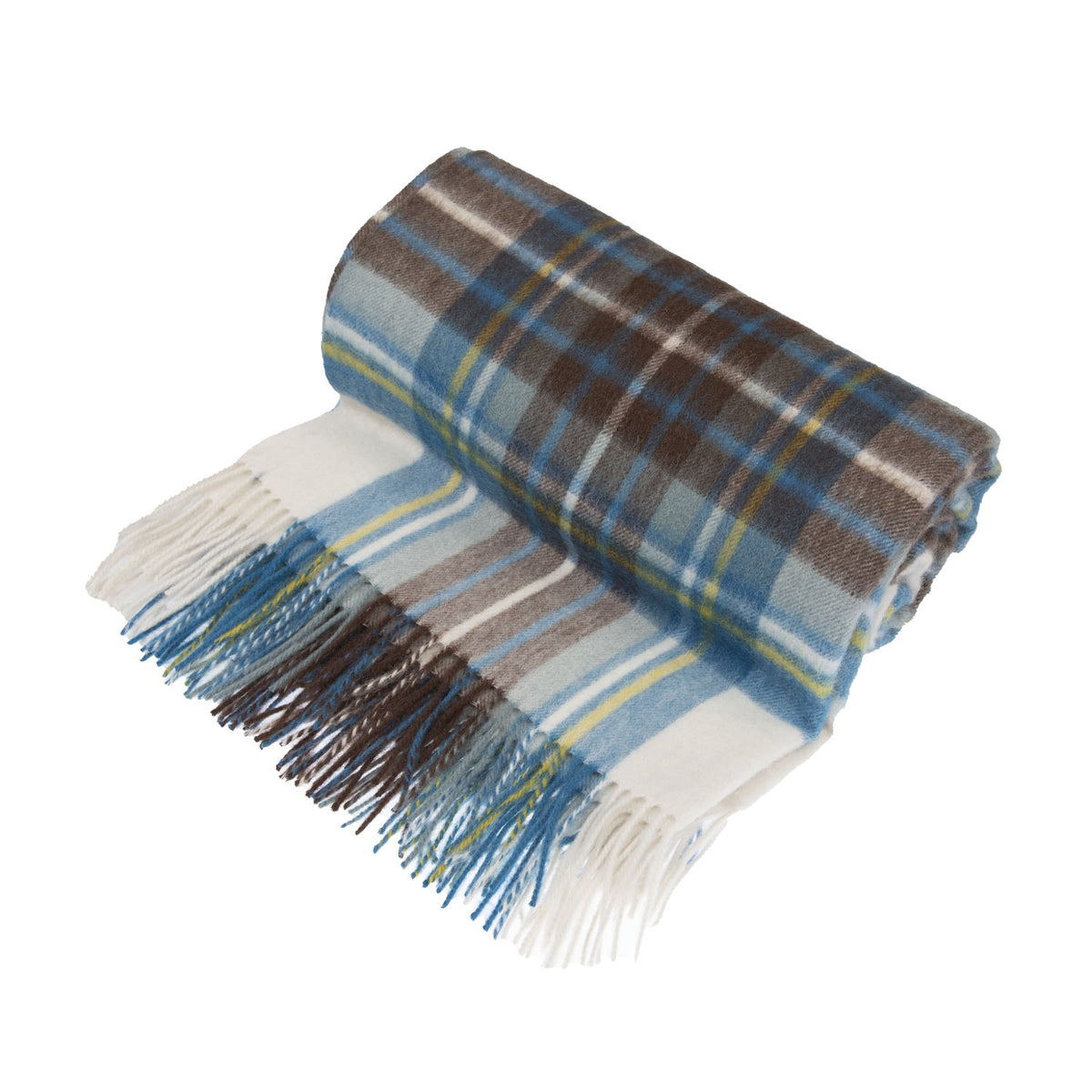 100% Pure Lambswool Blanket Throw – Luxury Soft Warm Wool Blanket - Home Décor - STEWART MUTED BLUE
