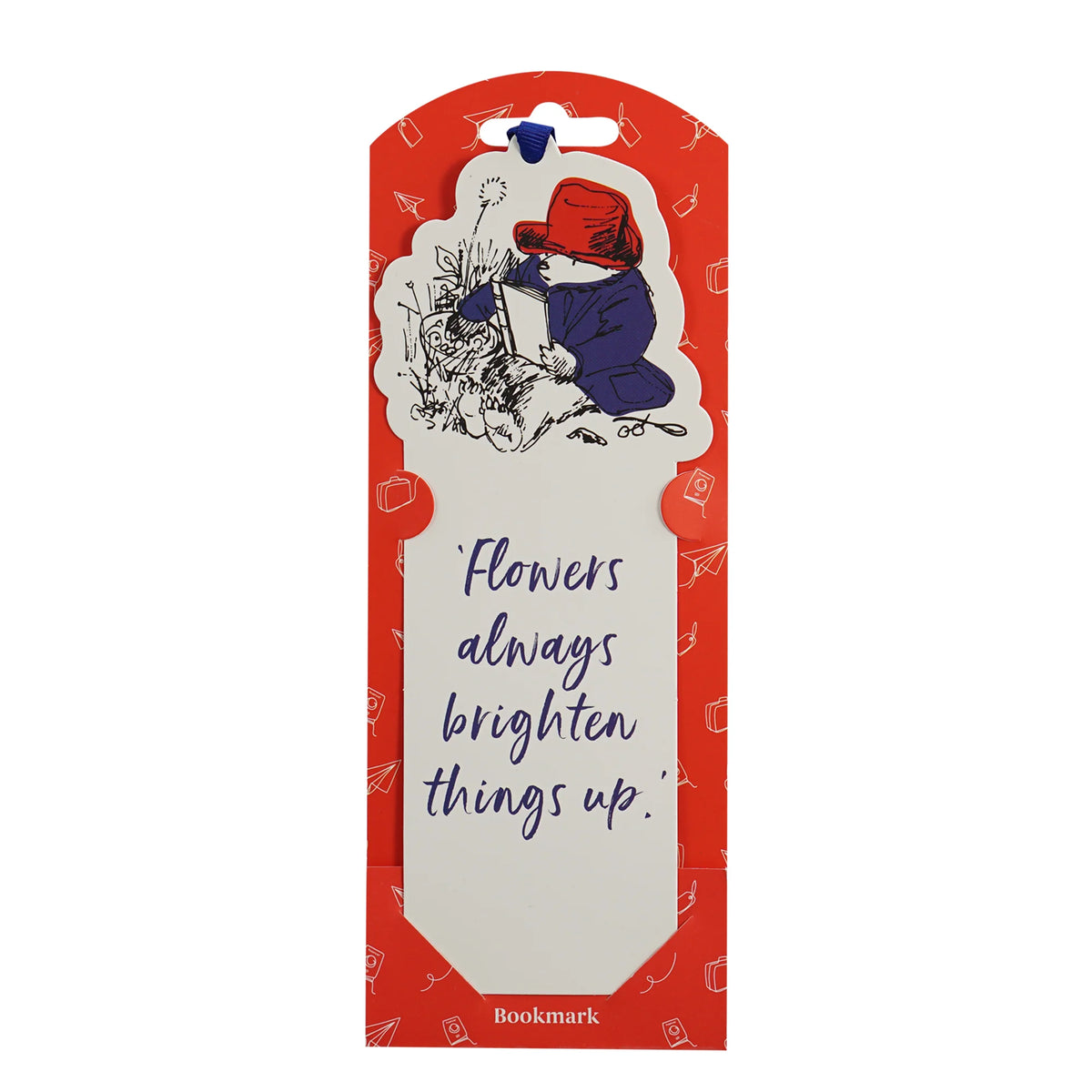 Paddington Bear Flowers Shaped Paper Bookmark with Ribbon