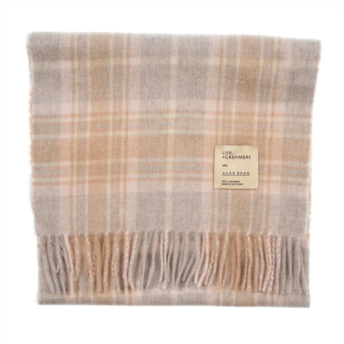 Balmoral 100% Cashmere Woven Scarf Tartan and Checks - Made in Scotland - MACKELLAR PINK