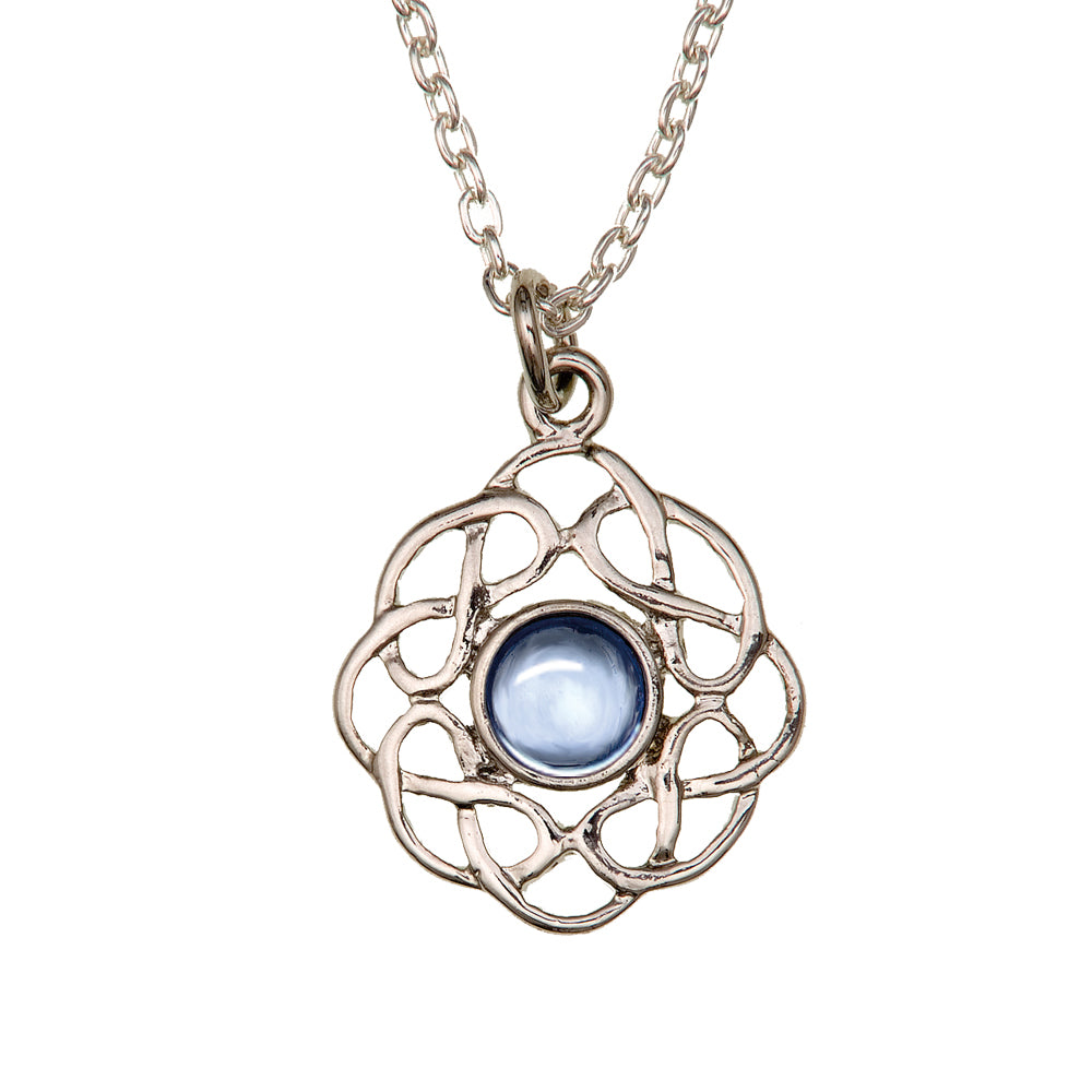 Art Pewter Celtic Birthstone Pendant – Silver-Plated Pewter - Made in Scotland - December (Turquoise)