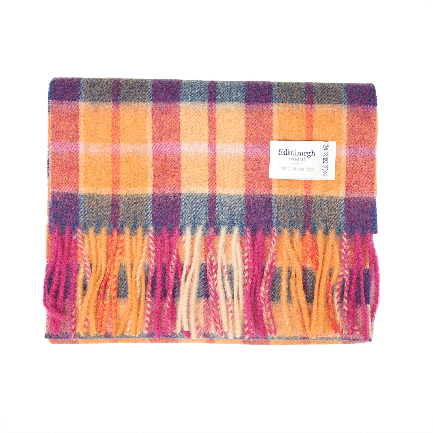 Edinburgh 100% Lambswool Scarf – Premium Soft Wool Wrap - GINGER CHECK