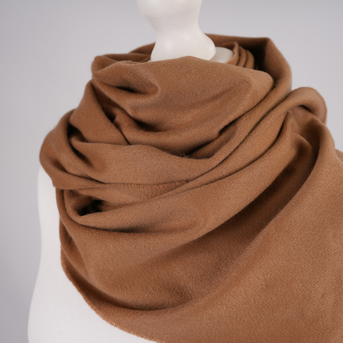 Balmoral 100% Cashmere Woven Scarf Tartan and Checks - Made in Scotland - PLAIN CAMEL