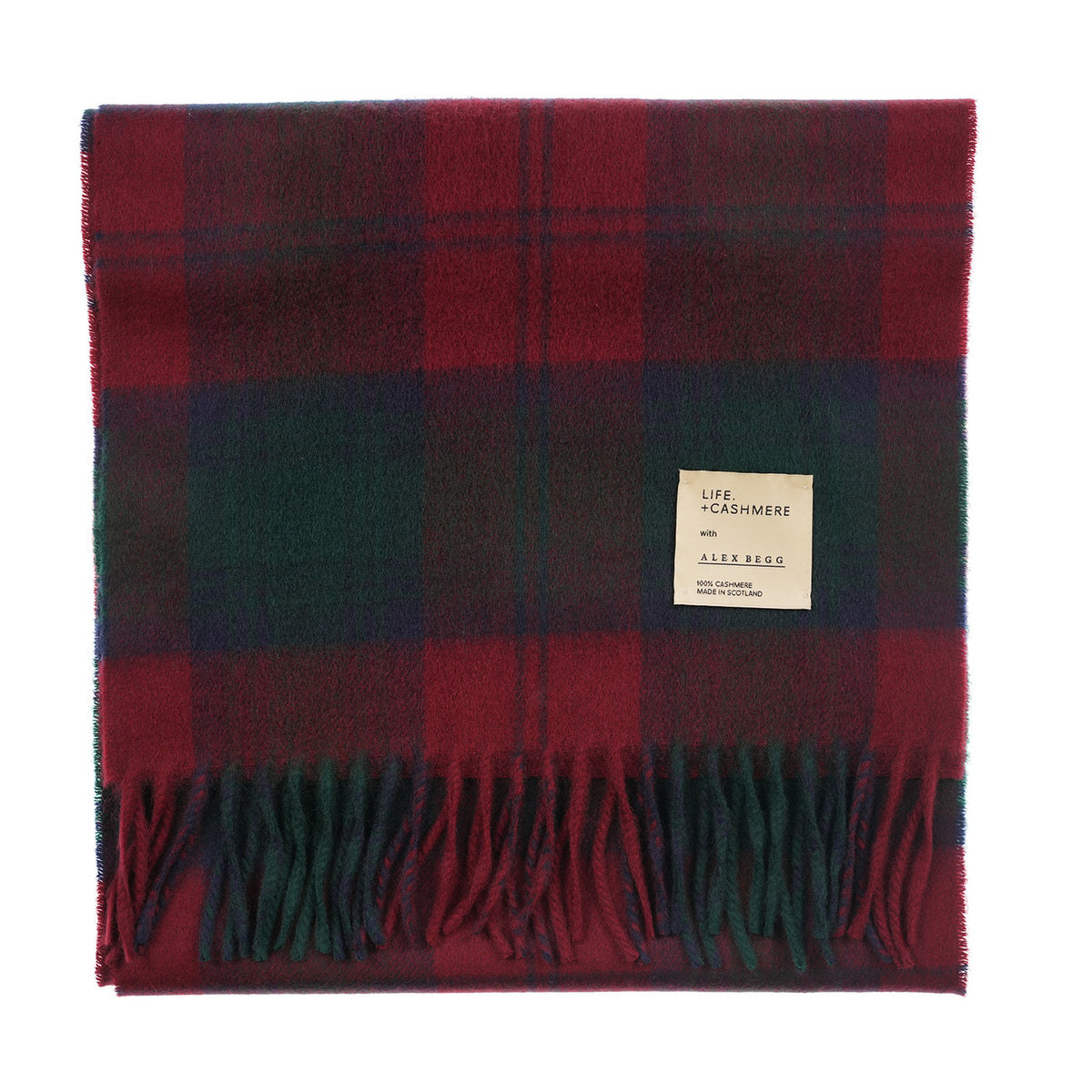 Balmoral 100% Cashmere Woven Scarf Tartan and Checks - Made in Scotland - LINDSAY