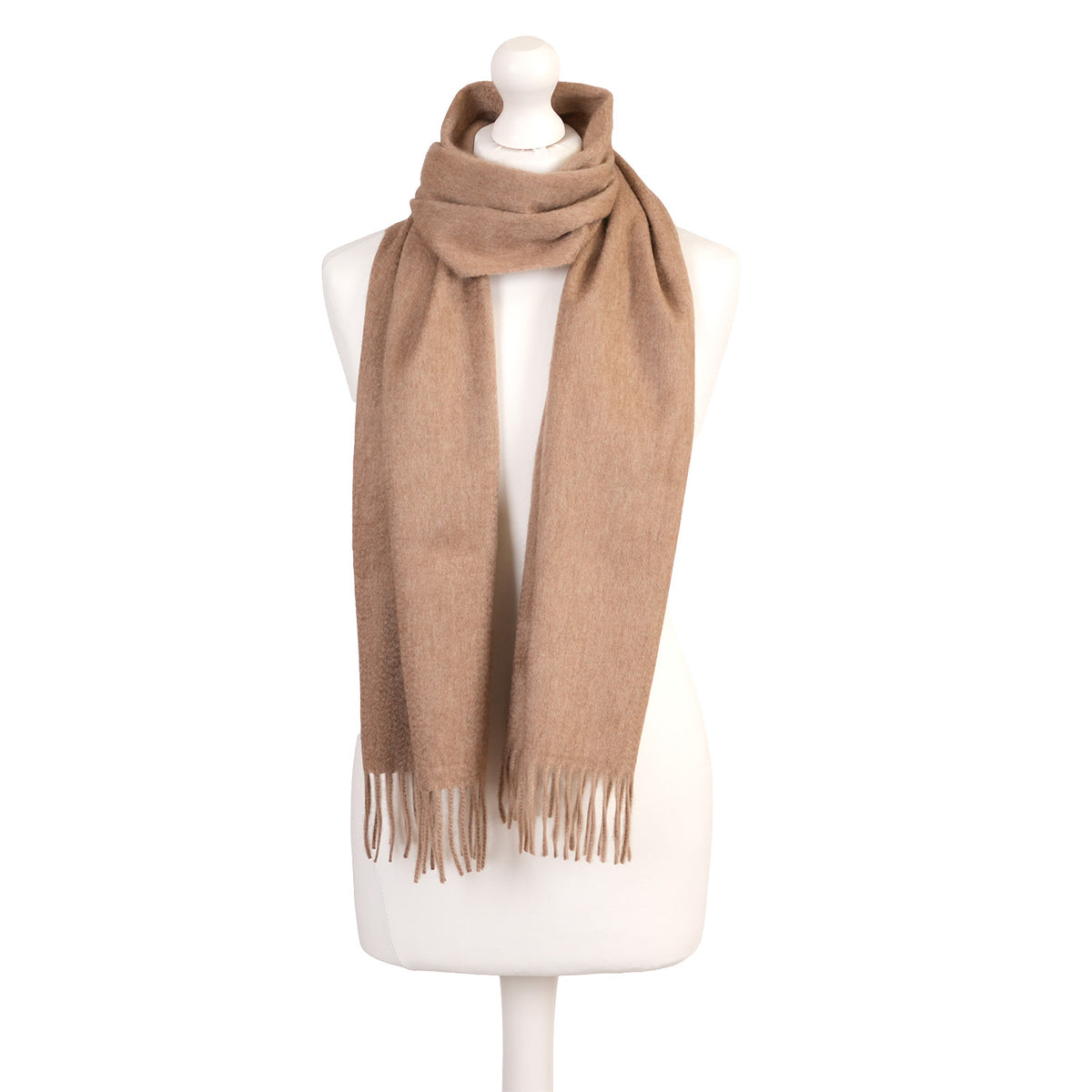 Balmoral 100% Cashmere Woven Scarf Tartan and Checks - Made in Scotland - PLAIN NATURAL