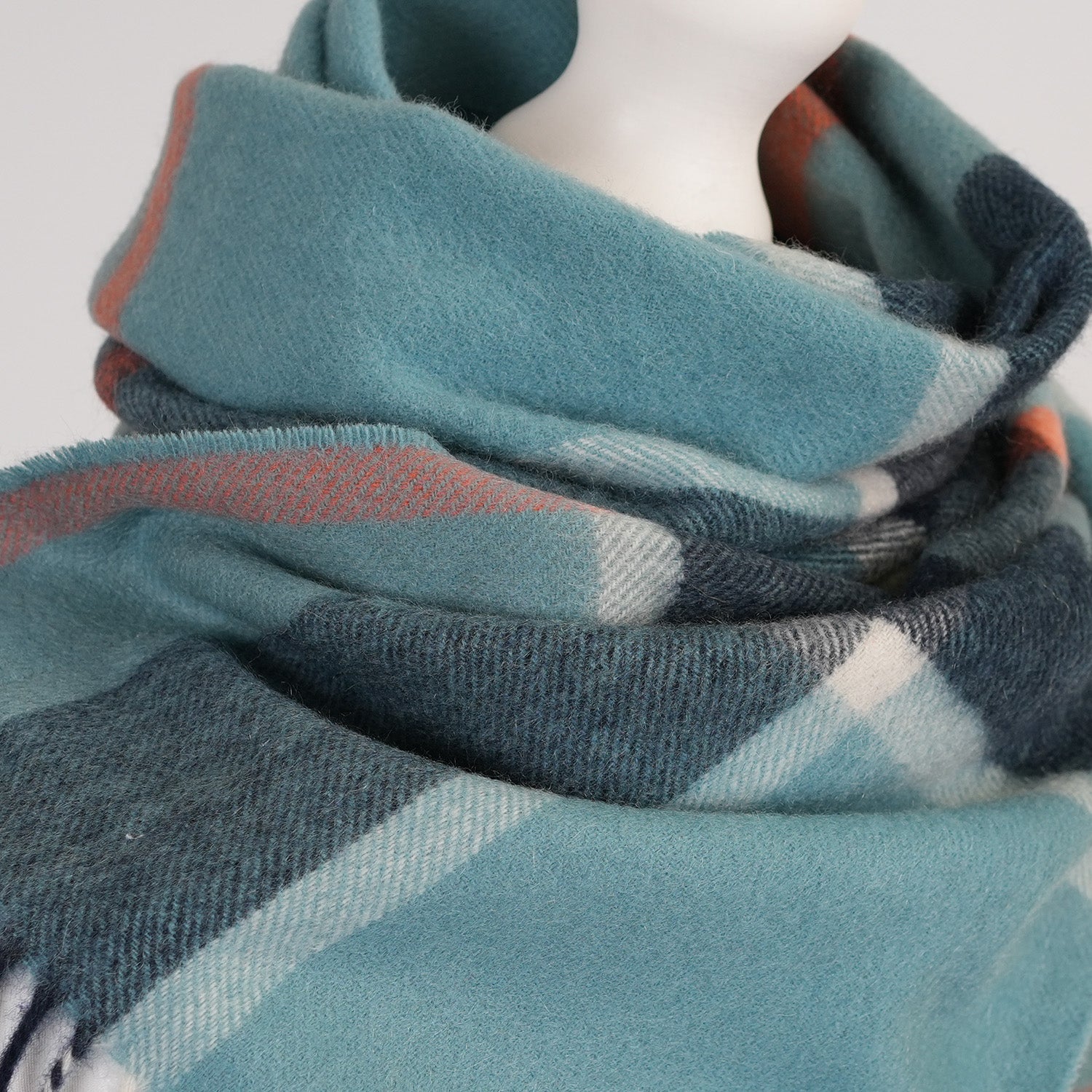 Edinburgh Cashmere Premium Lightweight Scarf - Ultra-Soft Luxury Wrap - BAGSHAW CHECK BLUE