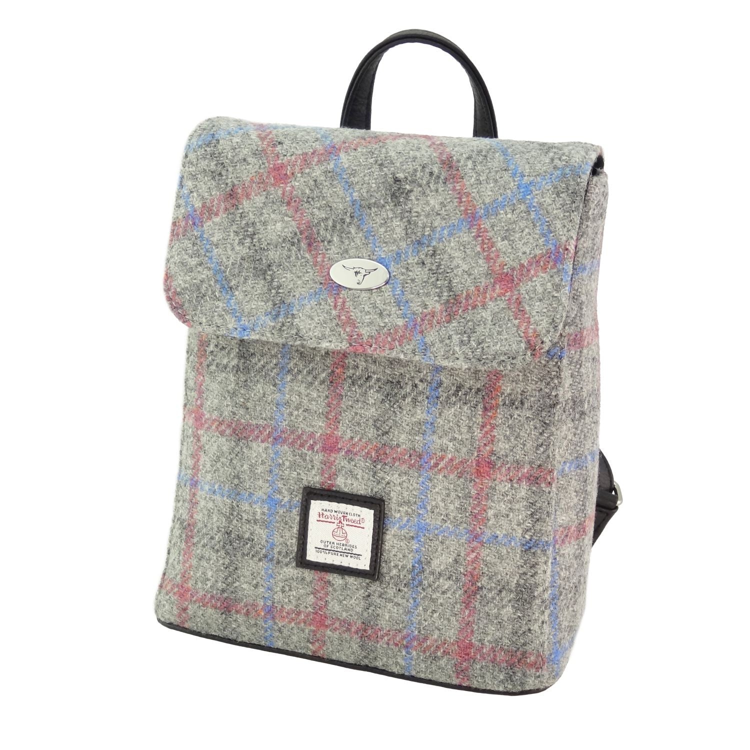 Harris Tweed Tummel Mini Backpack - Small Backpack with Phone Pocket - Light Grey Check (COL069)
