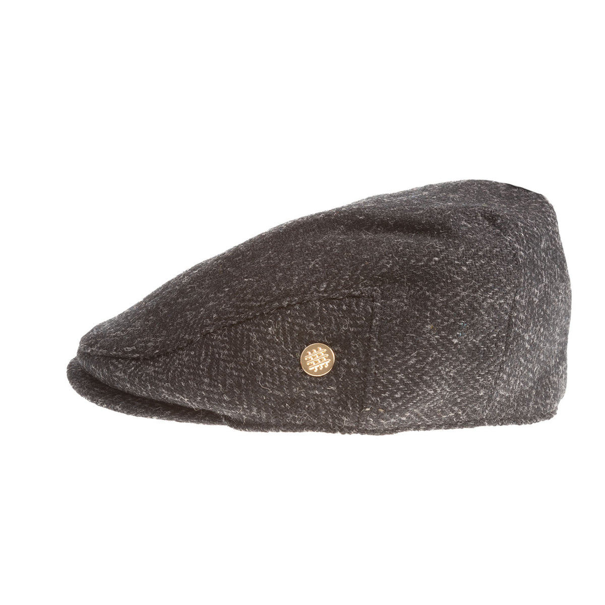 Heddle & Reed Harris Tweed® Flat Cap - Black Herringbone