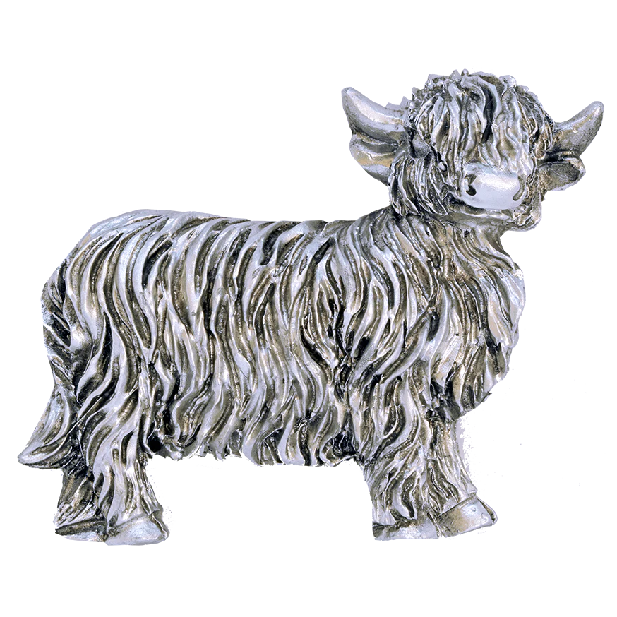 Scottish Polyresin Fridge Magnets – Fun Souvenirs with Iconic Designs - Silver Highland Coo