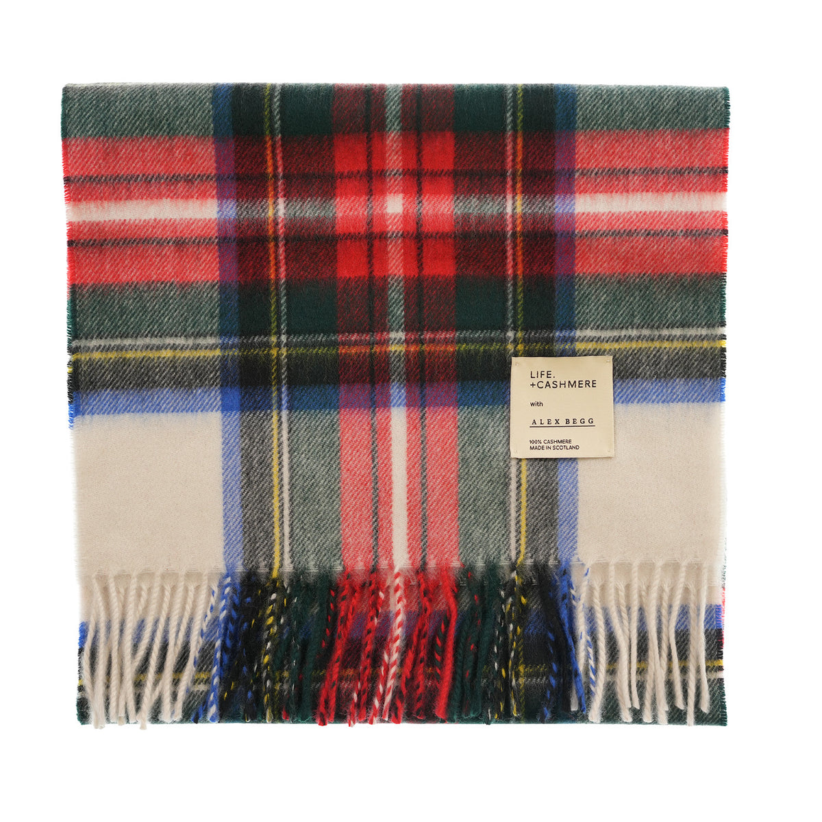 Balmoral 100% Cashmere Woven Scarf Tartan and Checks - Made in Scotland - STEWART WHITE