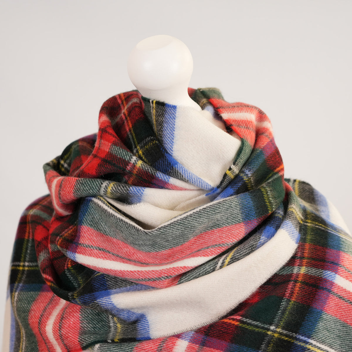 Balmoral 100% Cashmere Woven Scarf Tartan and Checks - Made in Scotland - STEWART WHITE
