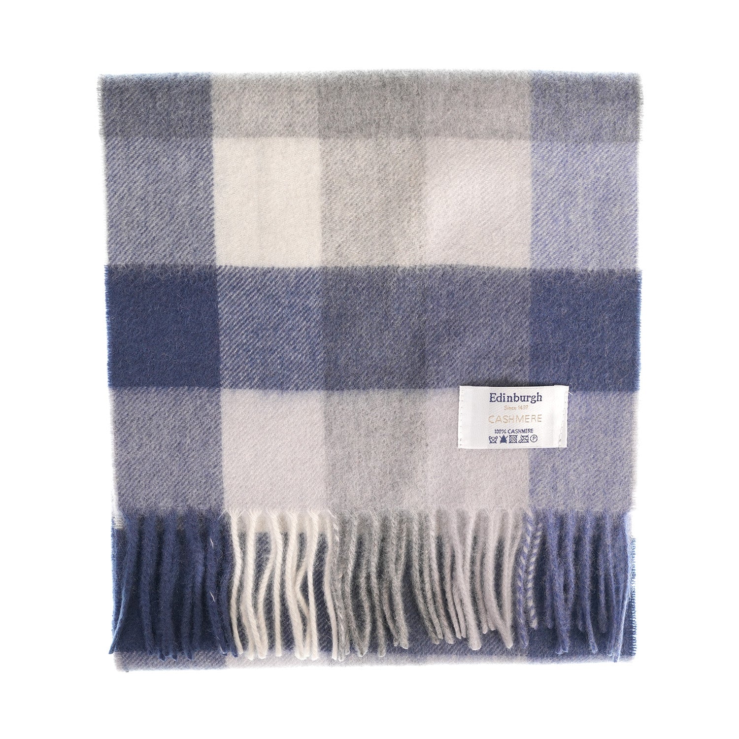 Edinburgh Cashmere Scarf 5 Square Tartan - Blue/Green
