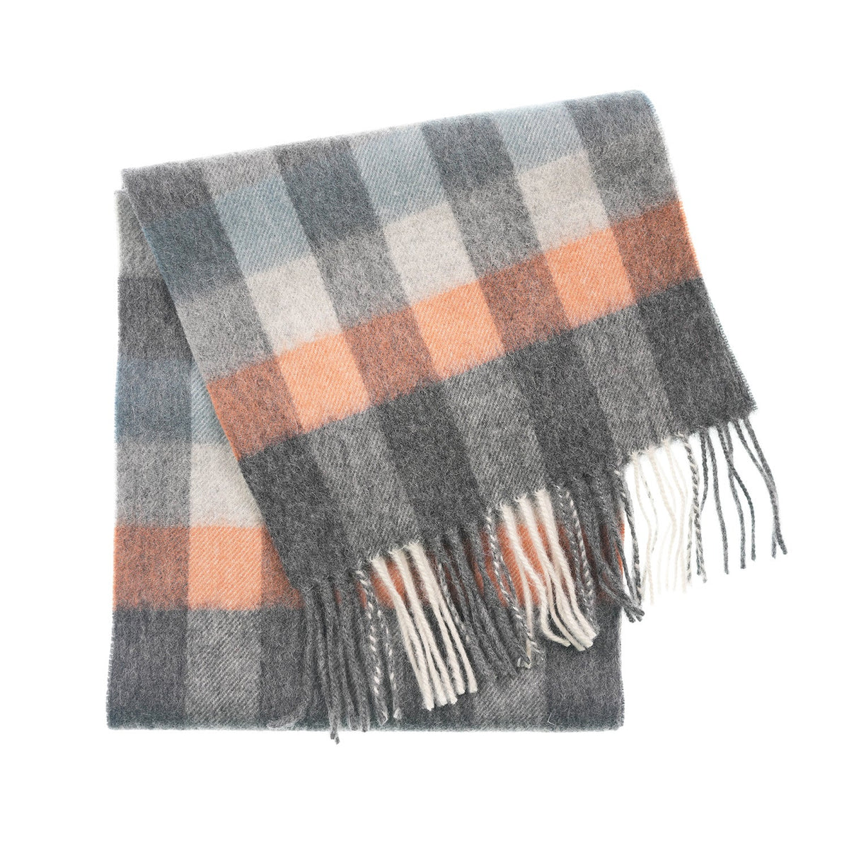 Edinburgh 100% Lambswool Scarf – Premium Soft Wool Wrap - GIANT CHEQUER TEL/GREY (24679)