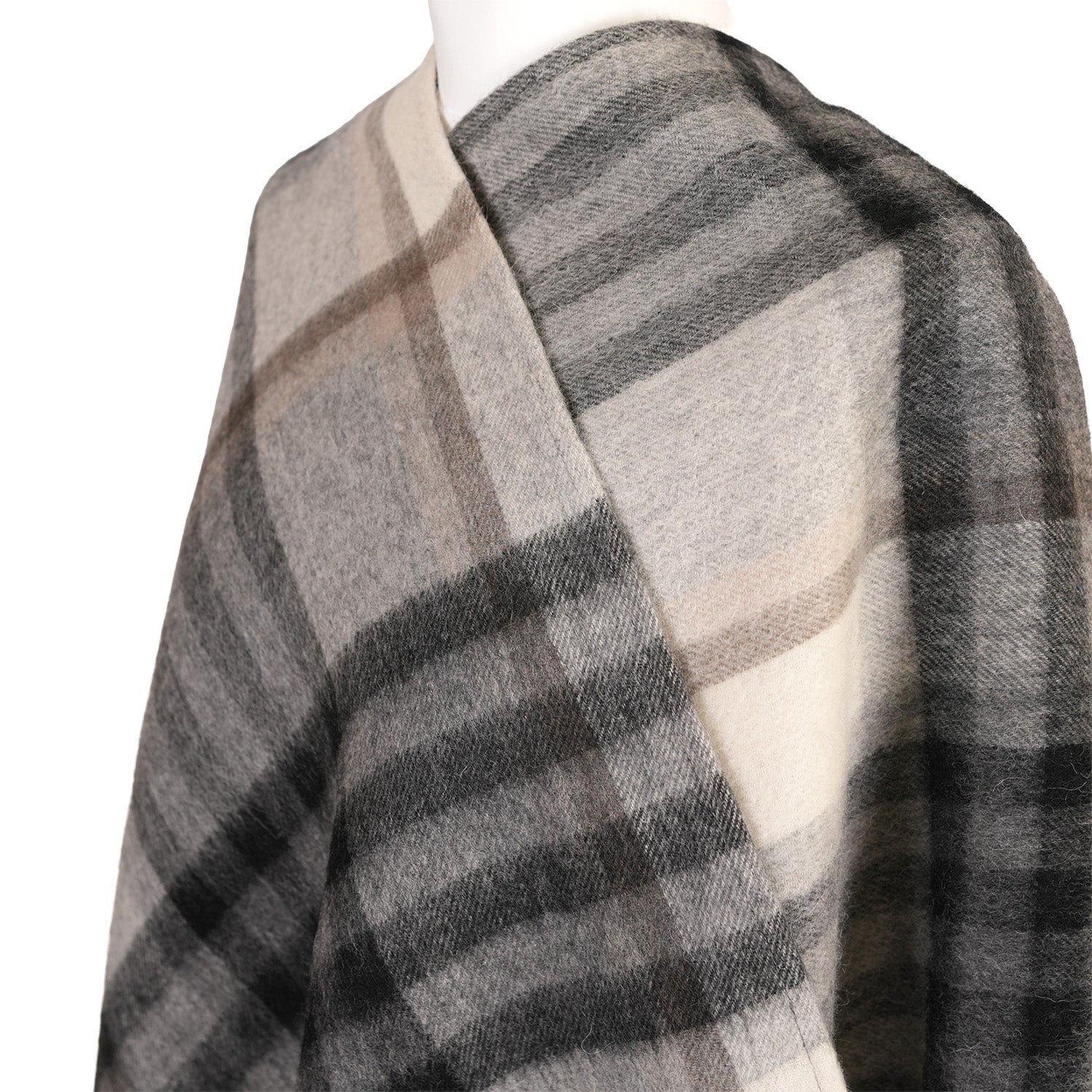 Mini Me Children’s Cape Edinburgh Lambswool Chequer Tartan Grey/Taupe - 24529