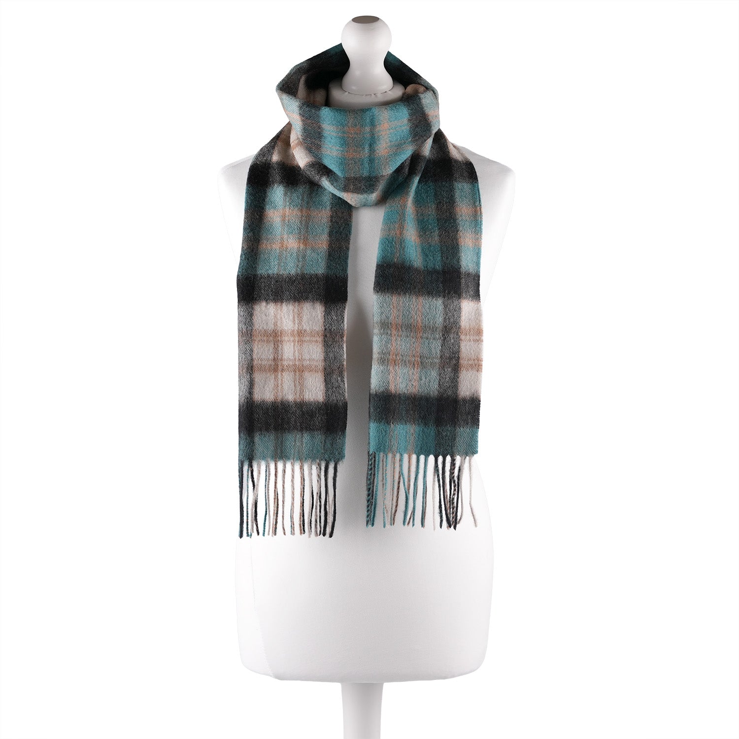 Edinburgh 100% Lambswool Tartan Scarf Macdonald Green Mix