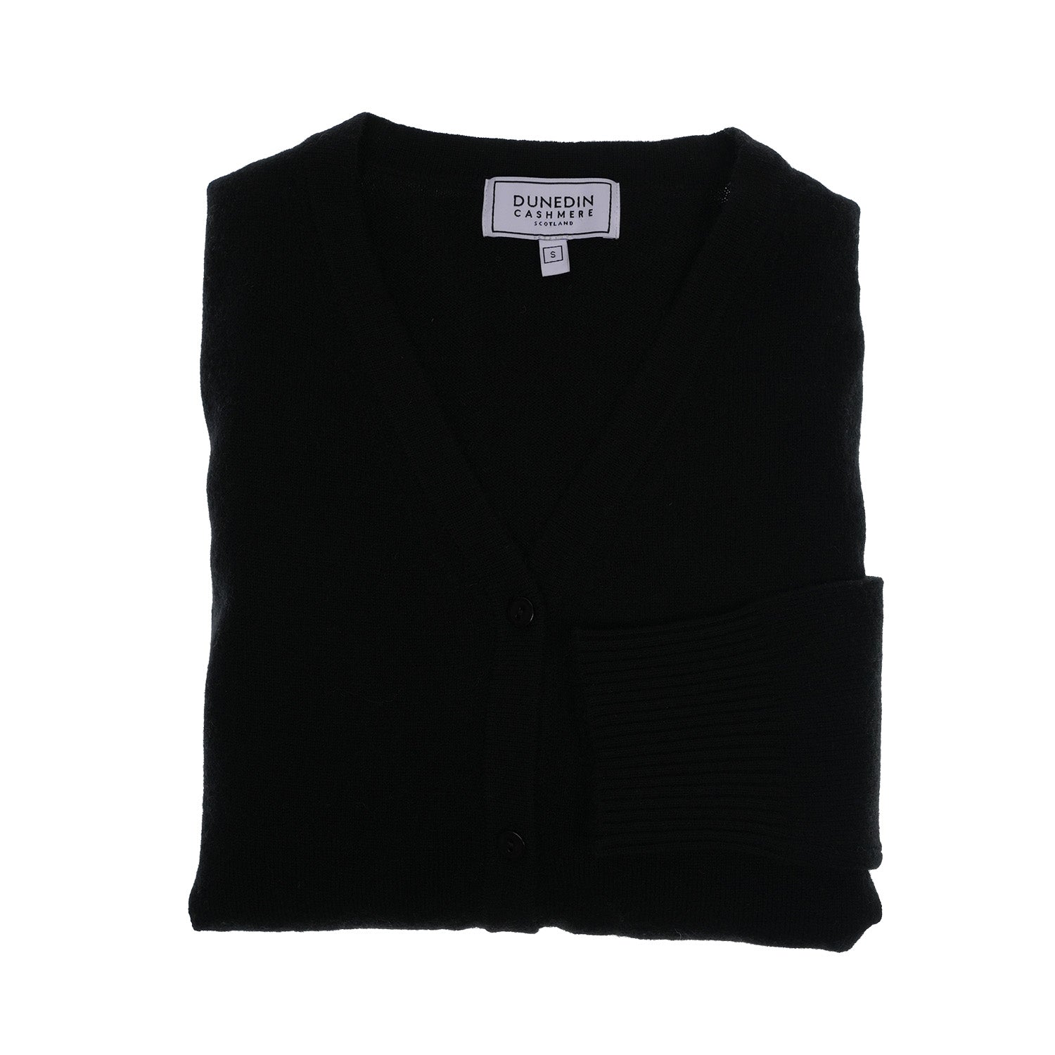100% Cashmere Ladies V-Neck Cardigan - Black