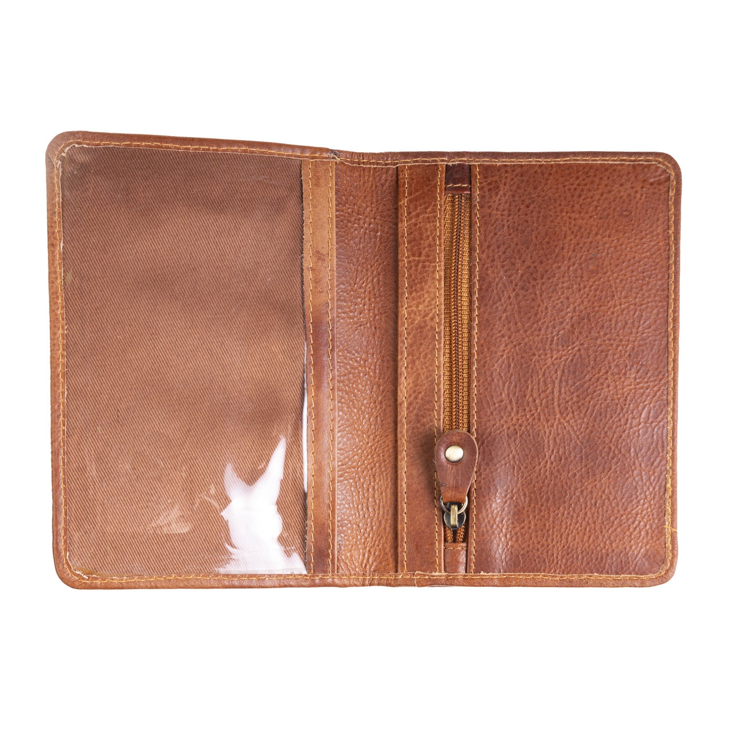 Harris Tweed Leather Passport Cover Brown Herringbone / Tan