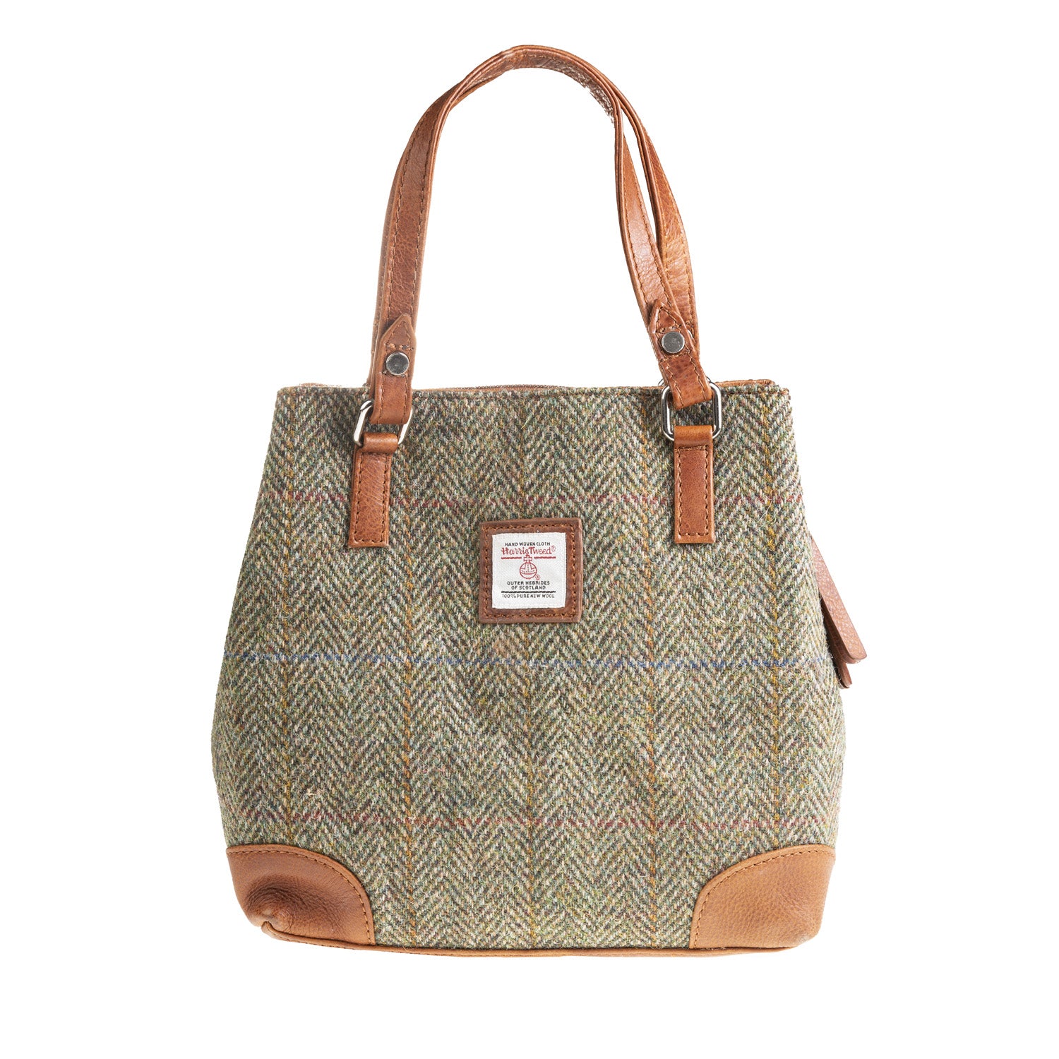 Ladies Ht Leather Hand Bag Lt Brown Check / Tan