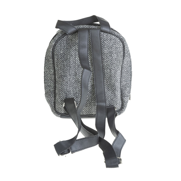 Ht Vegan Leather Small Backpack Black & White Herringbone / Black