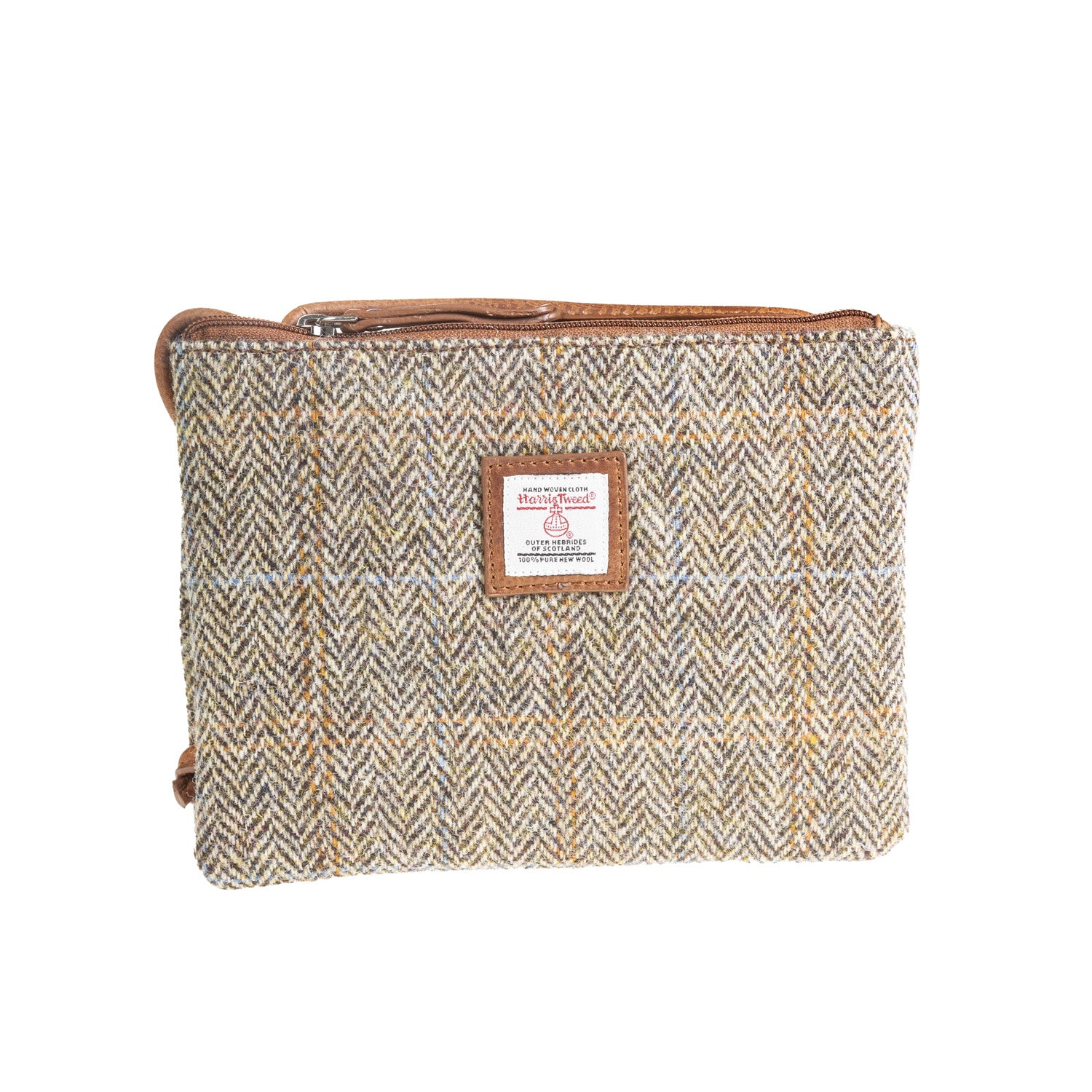 Ht Ladies Cross Body Bag Tan & Brown Herringbone / Tan