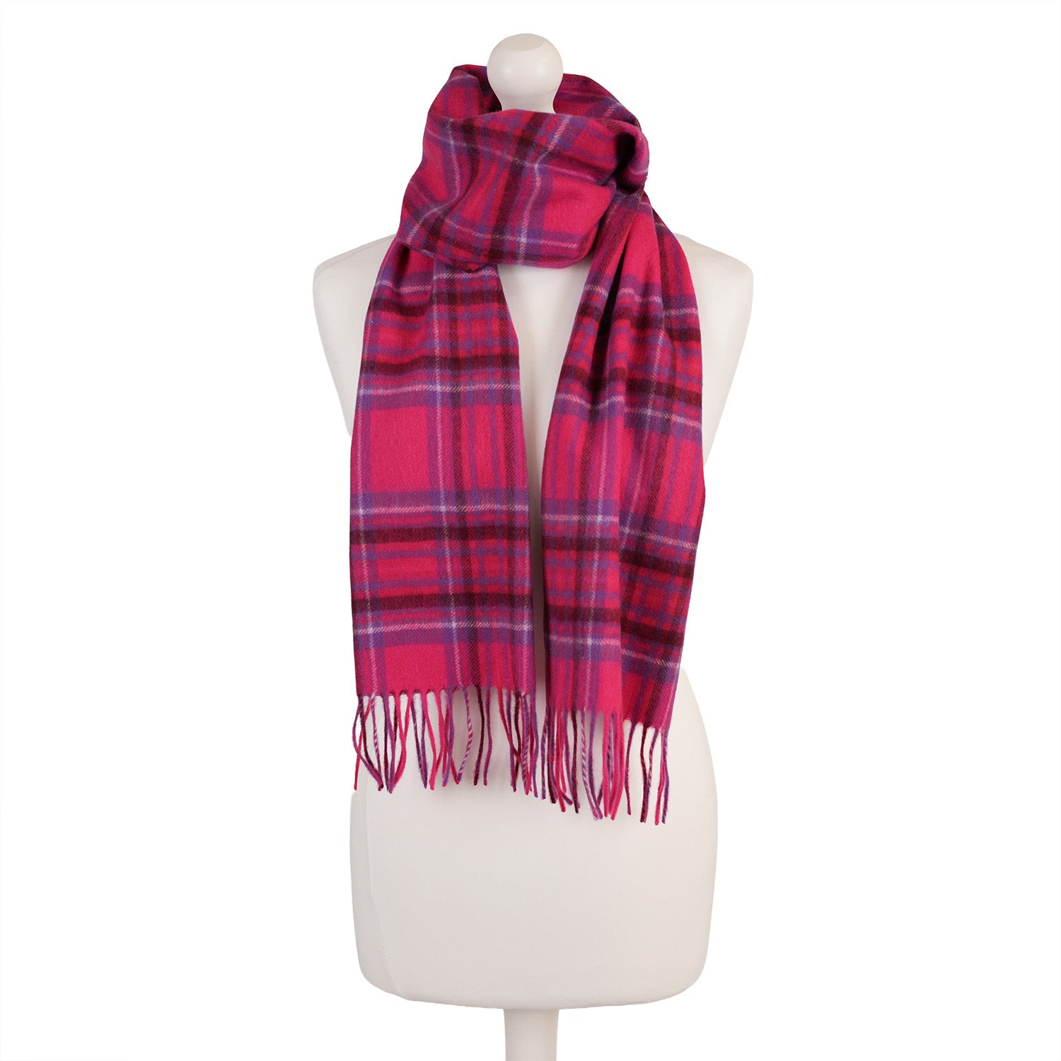 Edinburgh Cashmere Premium Lightweight Scarf - Ultra-Soft Luxury Wrap - STEWART BRIGHT PINK