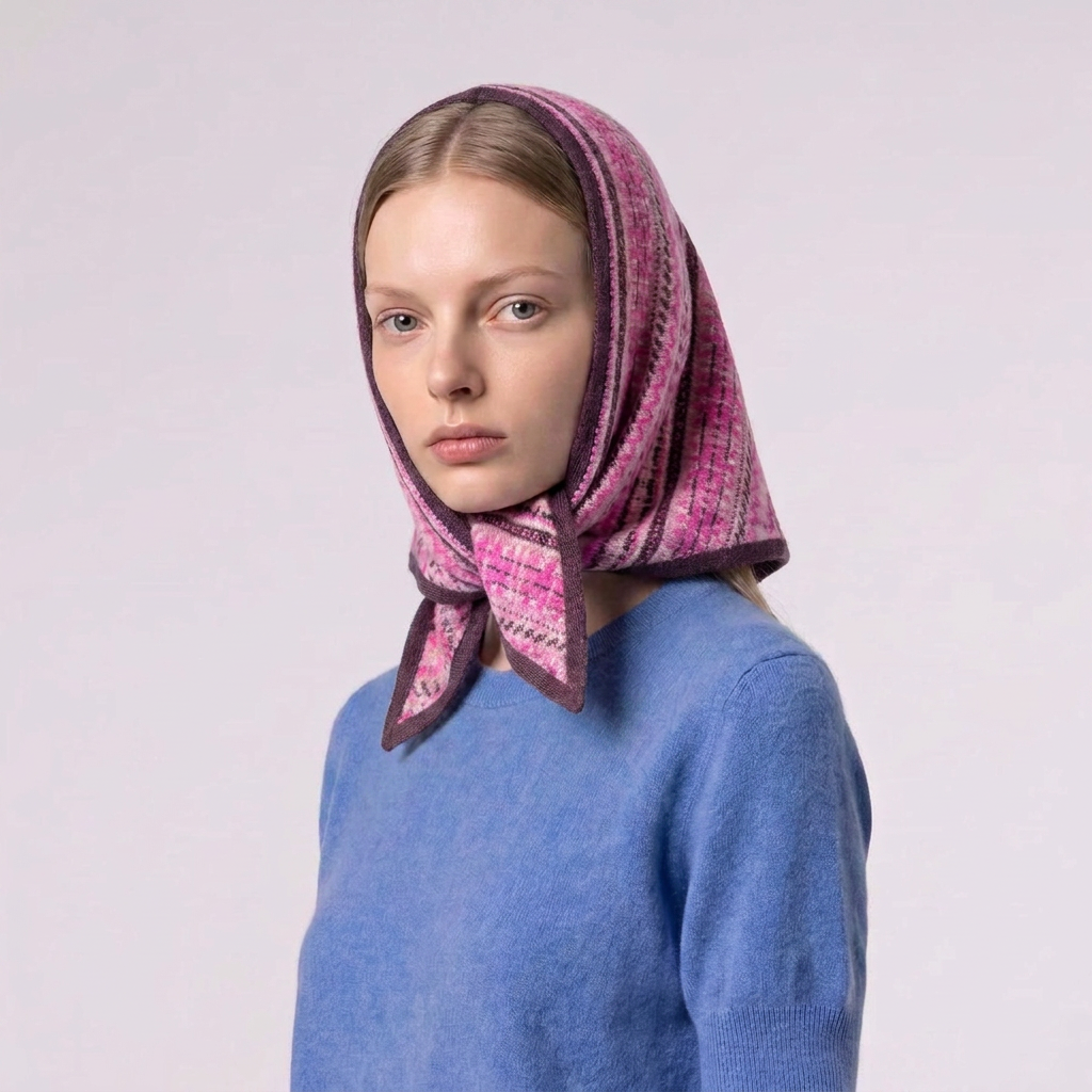 Women’s Lambswool Fair Isle Neck Scarf – Made in Scotland - CASIS PURPLE