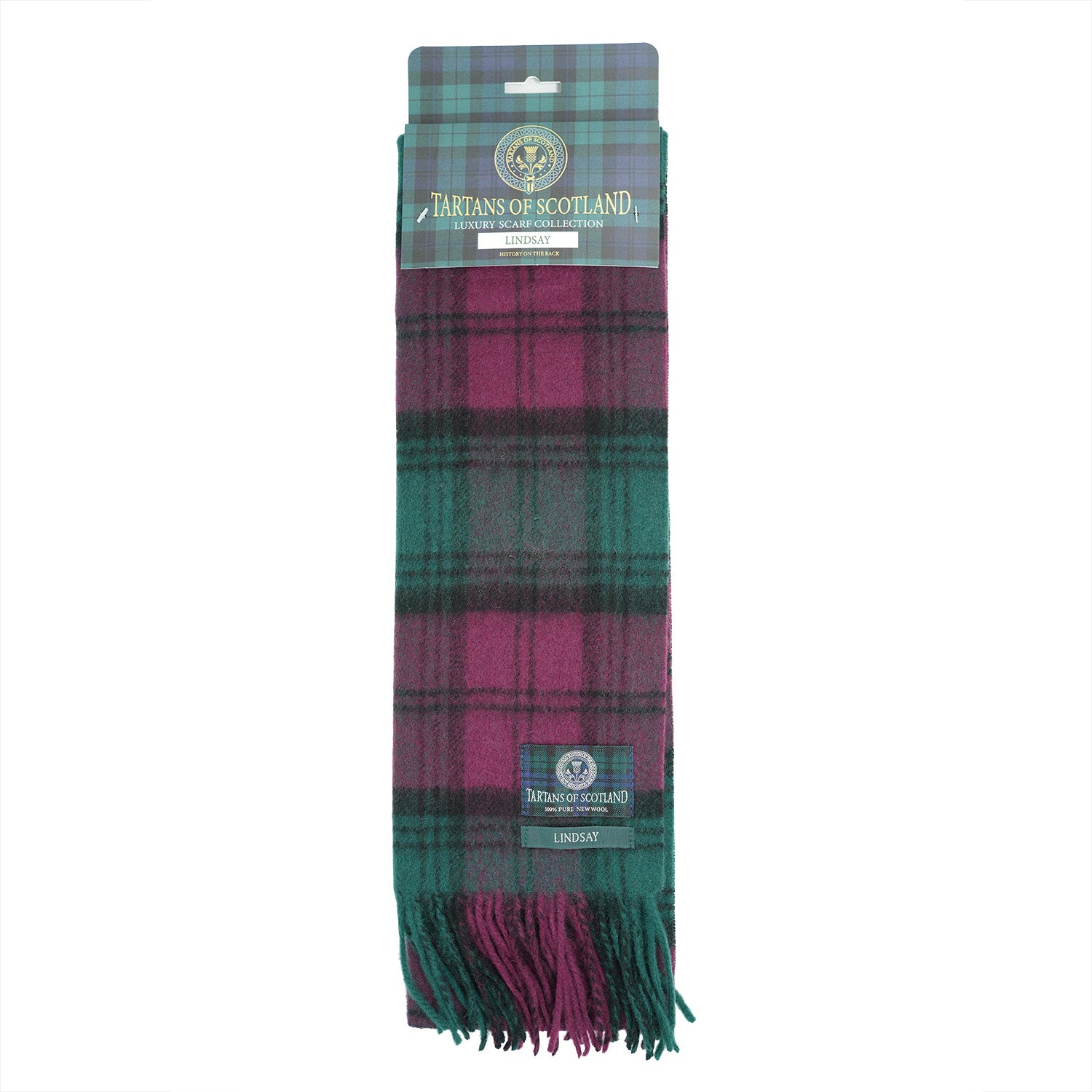 Tartan of Scotland 100% Pure New Wool Clan Scarf - Lindsay