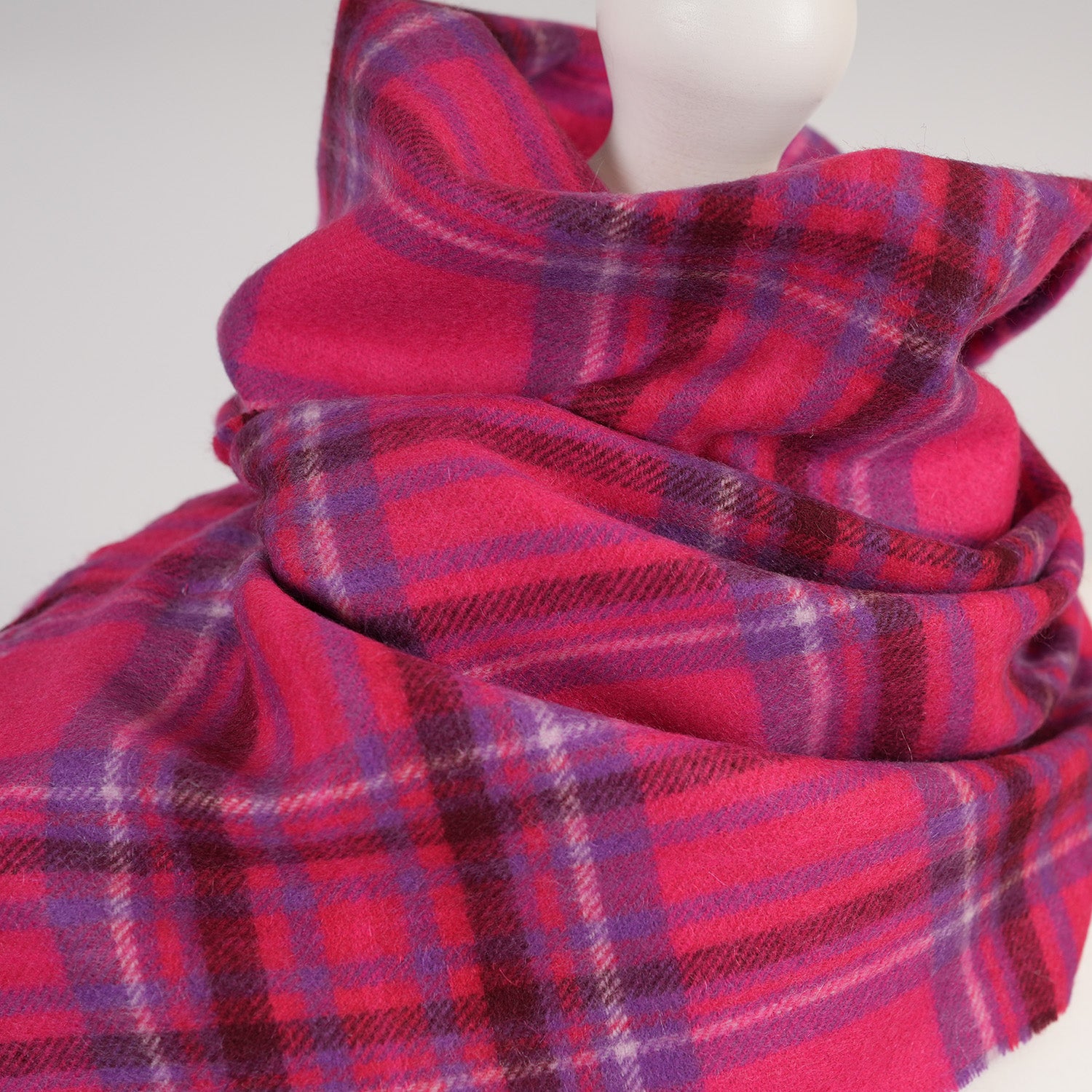 Edinburgh Cashmere Premium Lightweight Scarf - Ultra-Soft Luxury Wrap - STEWART BRIGHT PINK