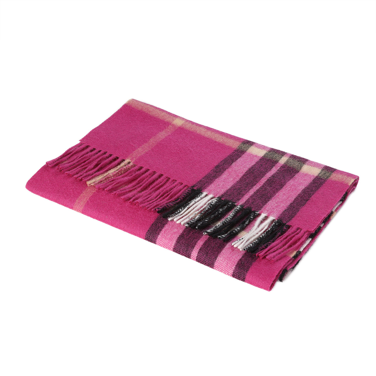Heritage of Scotland 100% Lambswool Wide Scarf Soft Unisex Winter Wrap - Tartan & Check Designs - ENLARGED OFF CTR SCOTTY THOM RASPBERRY