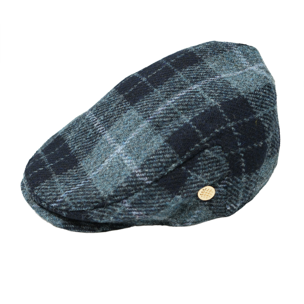 HEDDLE & REED Harris Tweed Flat Wool Cap - Black Grey Check