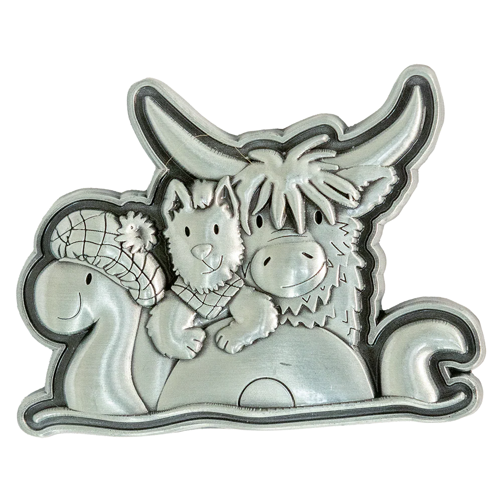 Brushed Metal Scottish Fridge Magnet – Trio Character