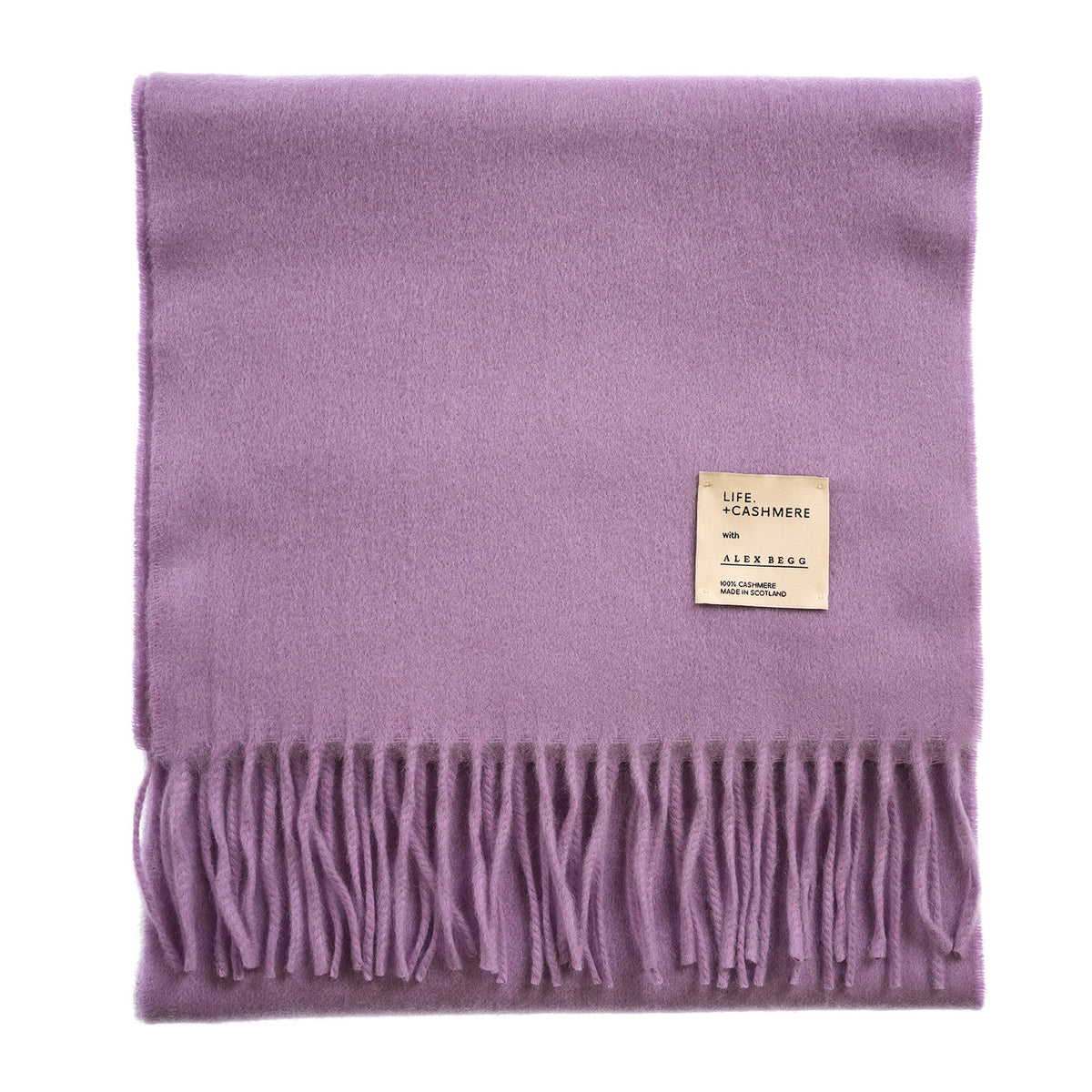 Balmoral 100% Cashmere Woven Scarf Tartan and Checks - Made in Scotland - PLAIN PURPLE