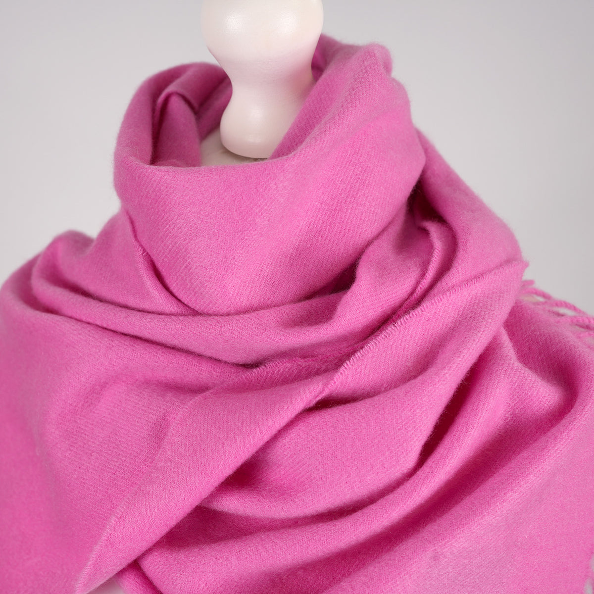Balmoral 100% Cashmere Woven Scarf Tartan and Checks - Made in Scotland - PLAIN LIPSTICK PINK