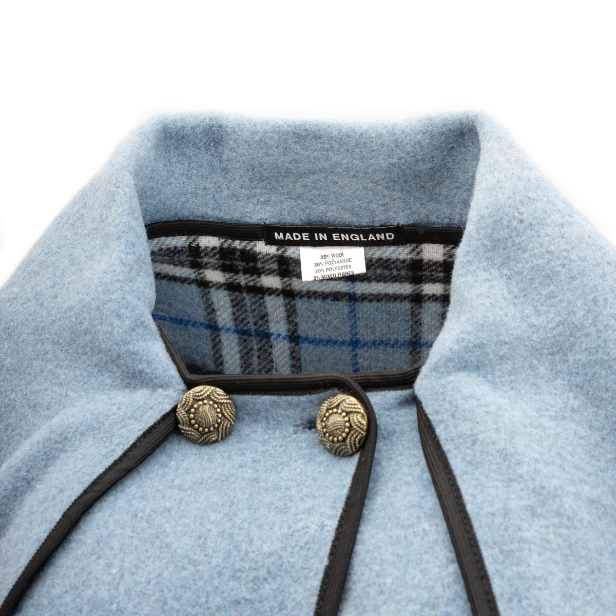 Heritage of Scotland Ladies Warm Reversible Wool Blend Cape - DENIM