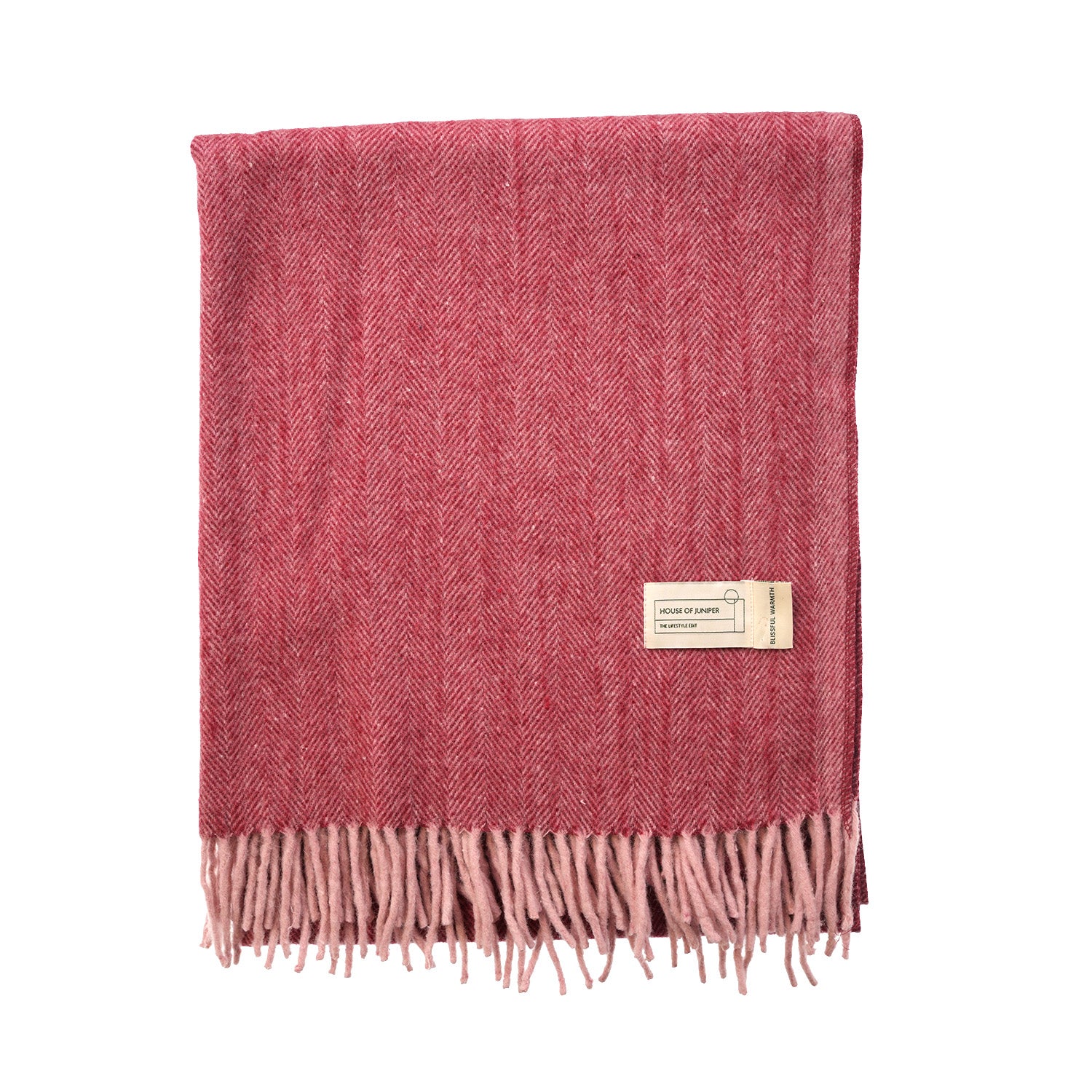Recycled Wool Herringbone Knee Blanket – Pastel Fringed Throw - EMINENCE