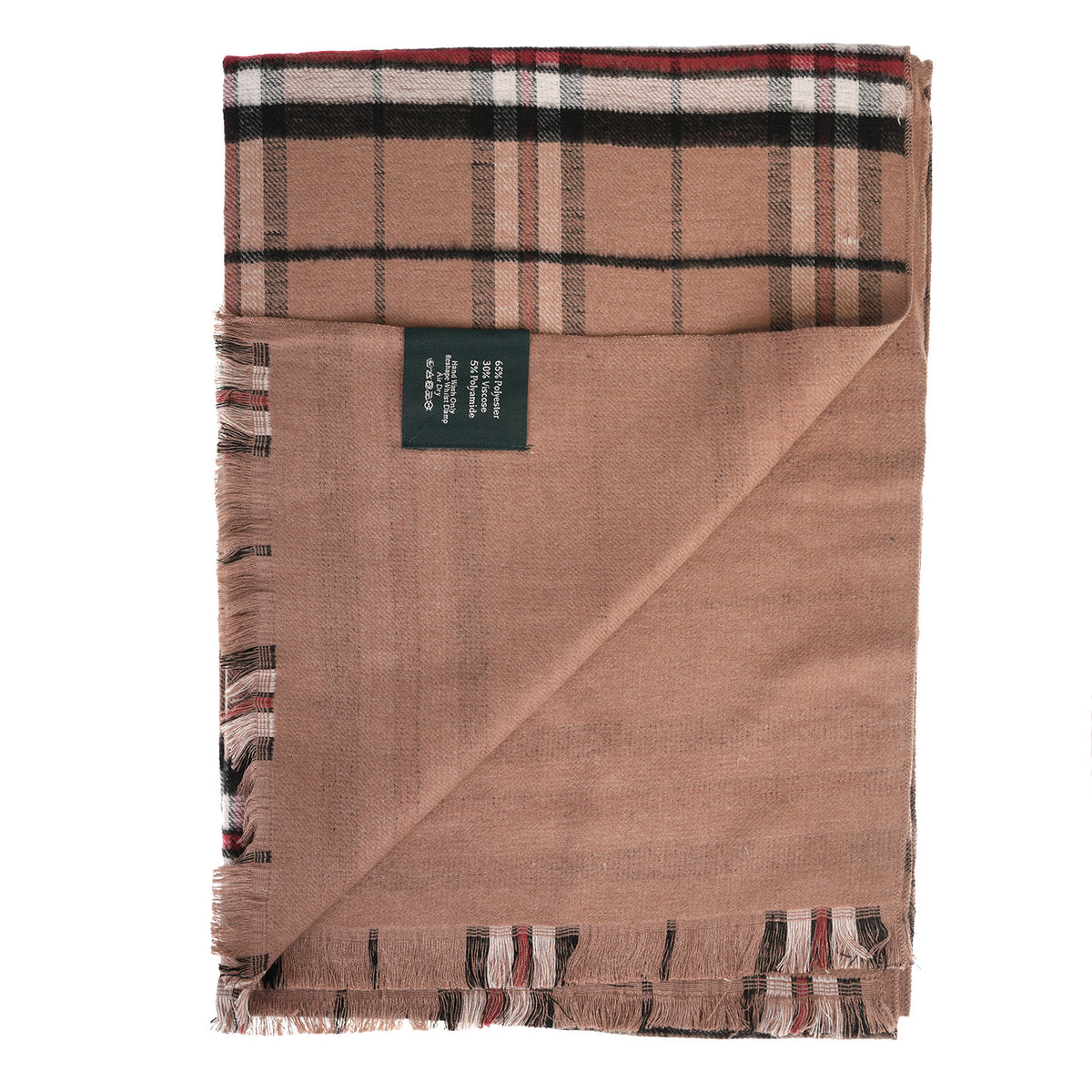 The Highland Wrap: Reversible Ultra-Soft Tartan Stole - Thomson Camel