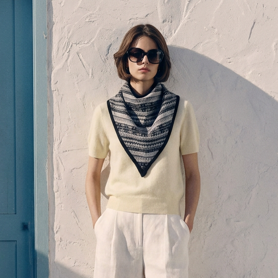 Women’s Lambswool Fair Isle Neck Scarf – Made in Scotland - BLACK