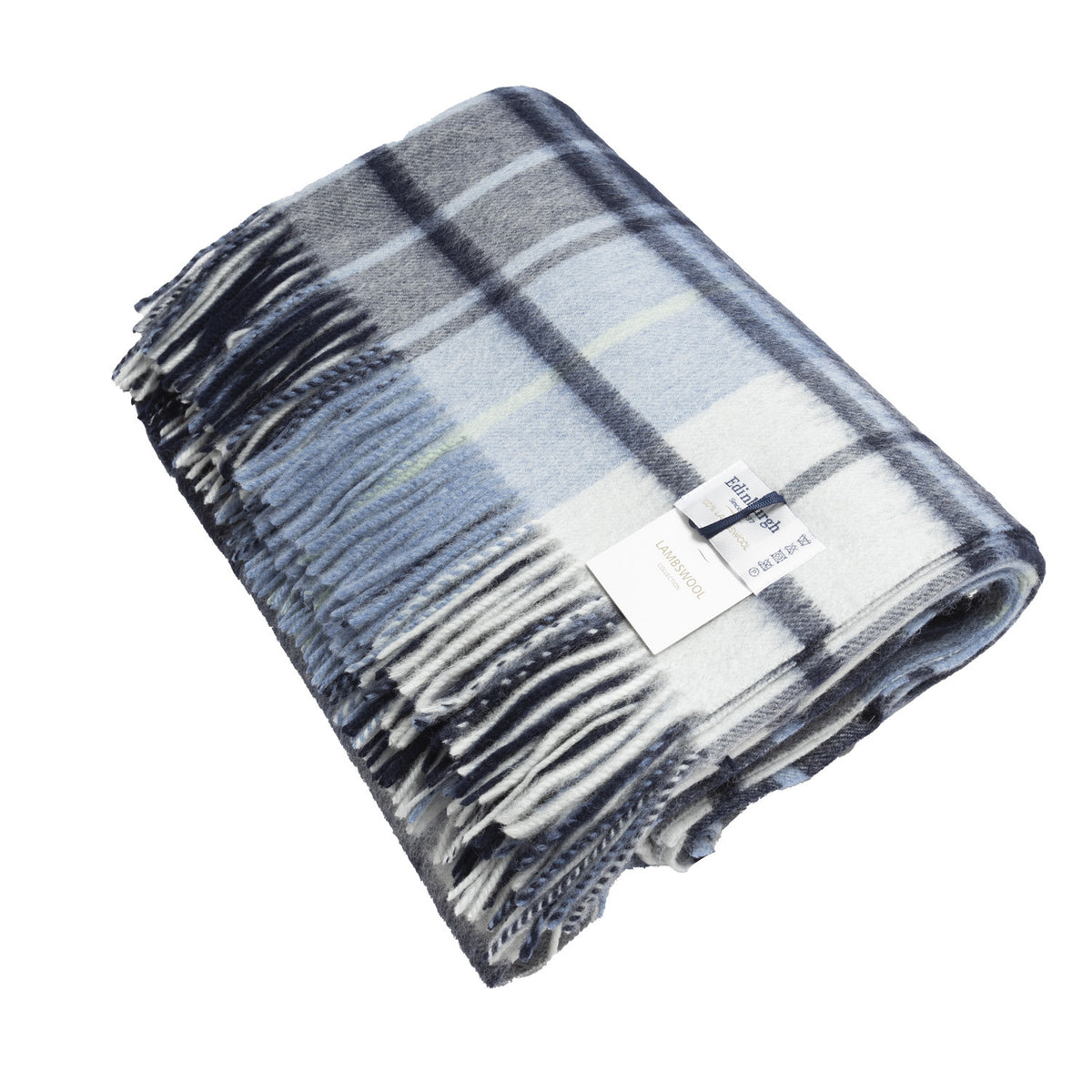 100% Pure Lambswool Blanket Throw – Luxury Soft Warm Wool Blanket - Home Décor - MILL CHECK ECLIPSE