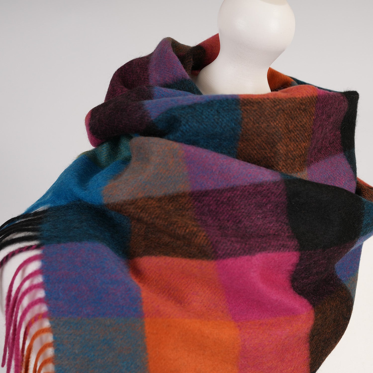 Edinburgh Cashmere Premium Lightweight Scarf - Ultra-Soft Luxury Wrap - 5 SQUARE TARTAN - BRIGHT