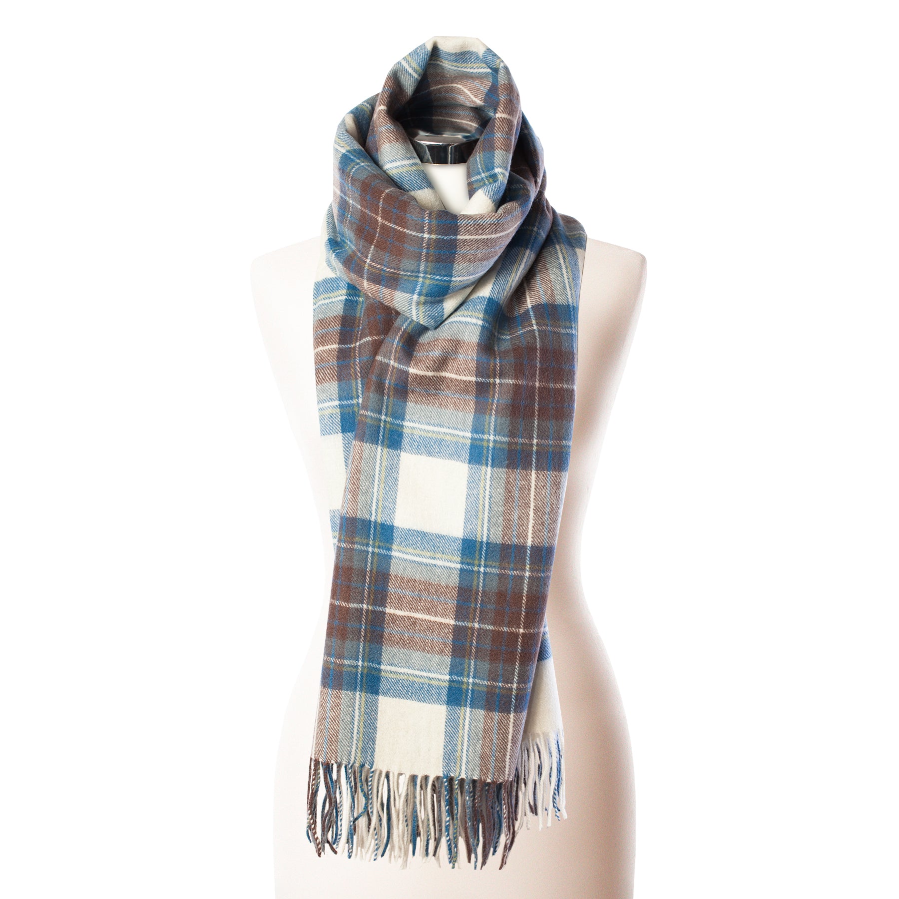 Edinburgh Lambswool Stole Stewart Muted Blue