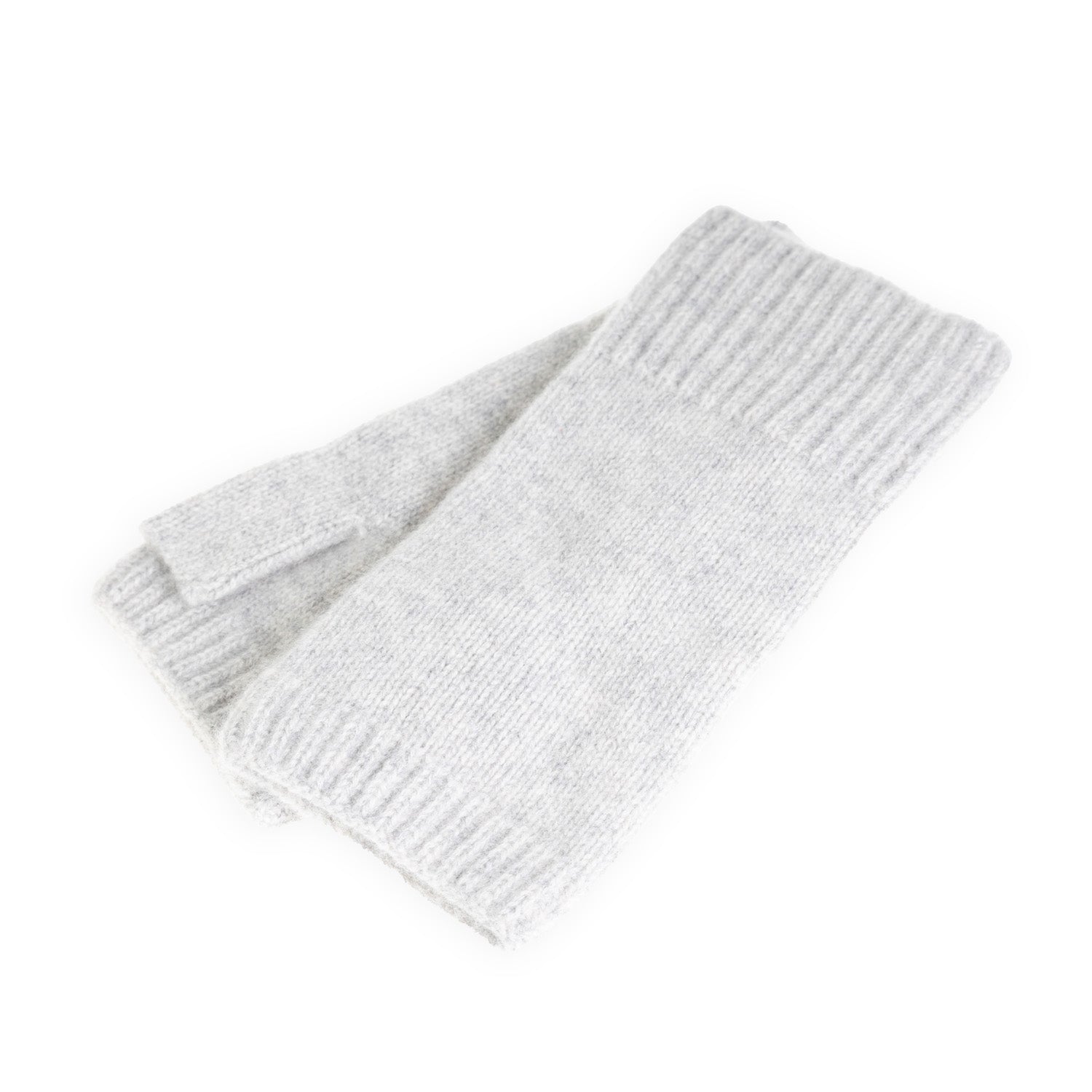 100% Cashmere Ladies Rib Wristlet Light Grey