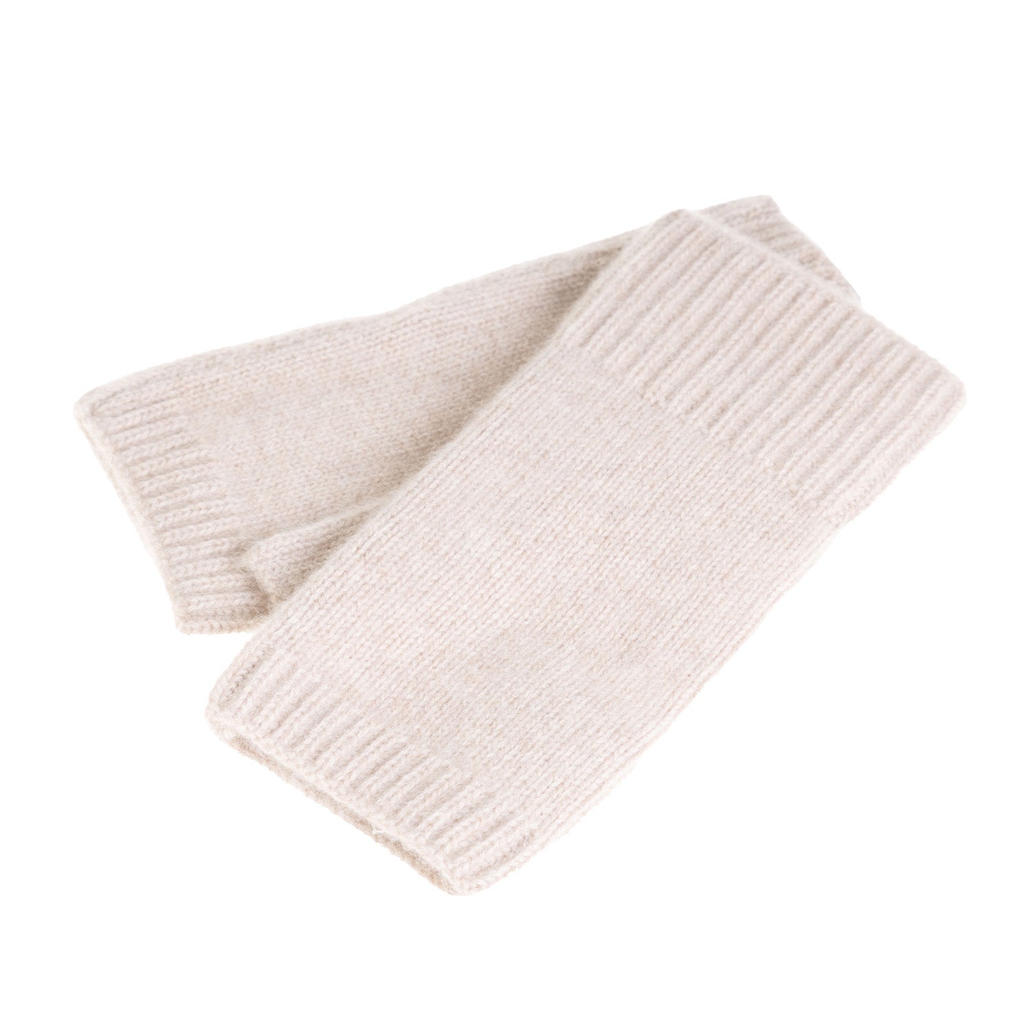 100% Cashmere Ladies Rib Wristlet Sand Beige
