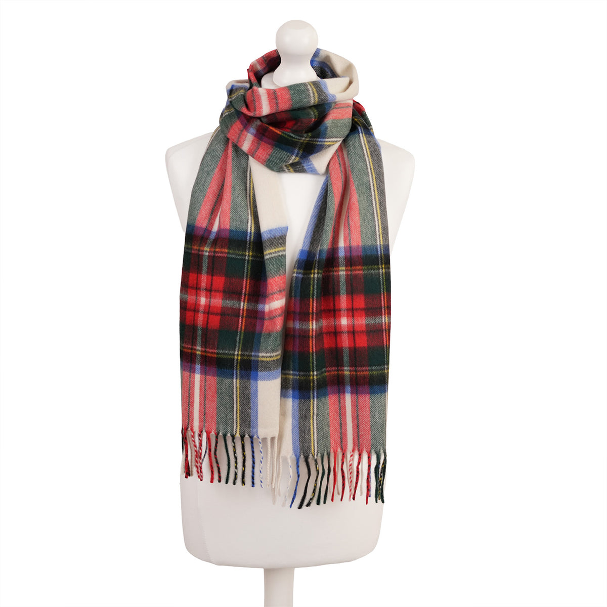 Balmoral 100% Cashmere Woven Scarf Tartan and Checks - Made in Scotland - STEWART WHITE
