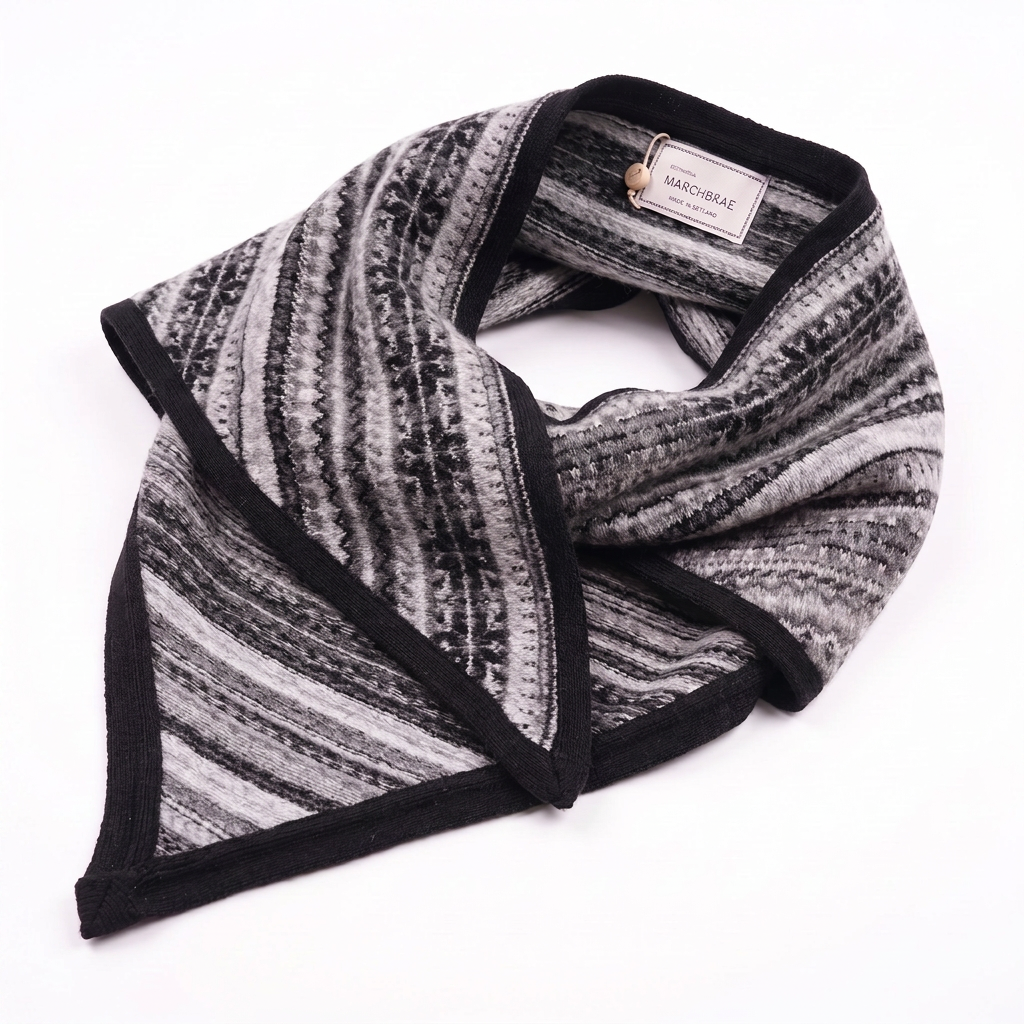 Women’s Lambswool Fair Isle Neck Scarf – Made in Scotland - BLACK